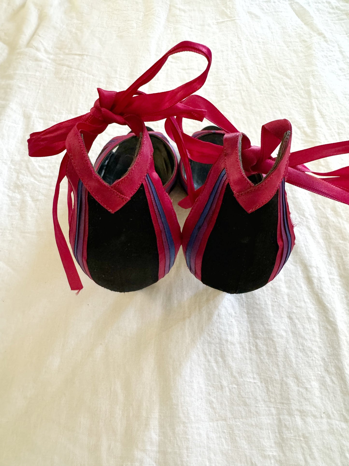 1980s/90s Suede + Satin Ribbon Heels- 8/8.5