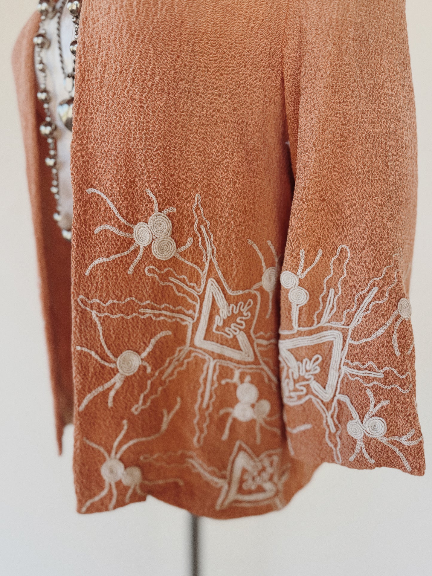 1920s Tangerine Avant Garde Soutache Crepe Jacket- S/M