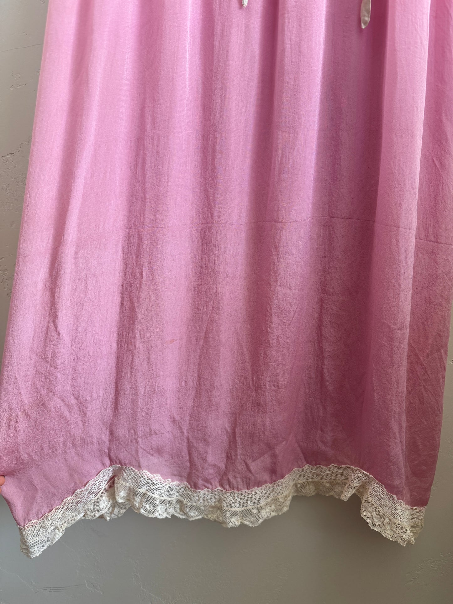 Edwardian Lavender Silk + Lace Nightgown Dress- S/M
