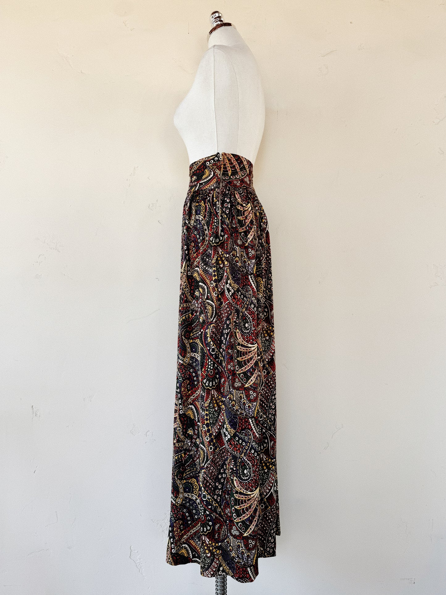 1930s/40s Paisley Rayon Jersey Ultra Wide Elephant Leg Palazzo Pants- L