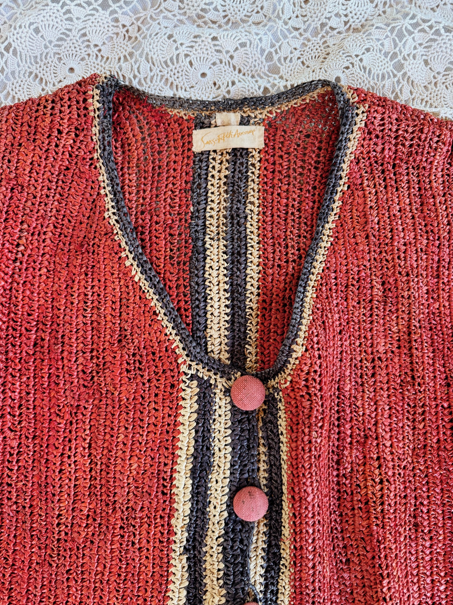 1930s Rattan + Linen Saks Fifth Avenue Cropped Summer Jacket- S/M