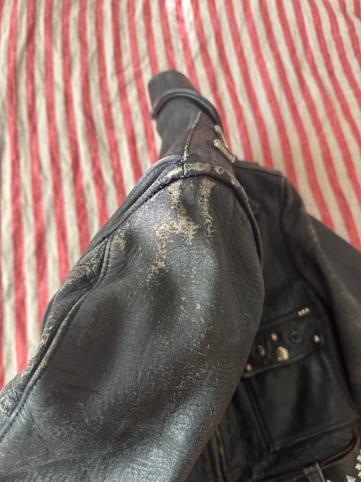 1947 Rare Embellished Harley Davidson Cycle Queen Moto Jacket- S/M