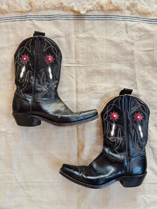 1940s Frye Pee Wee Inlay Cowboy Boots- 7