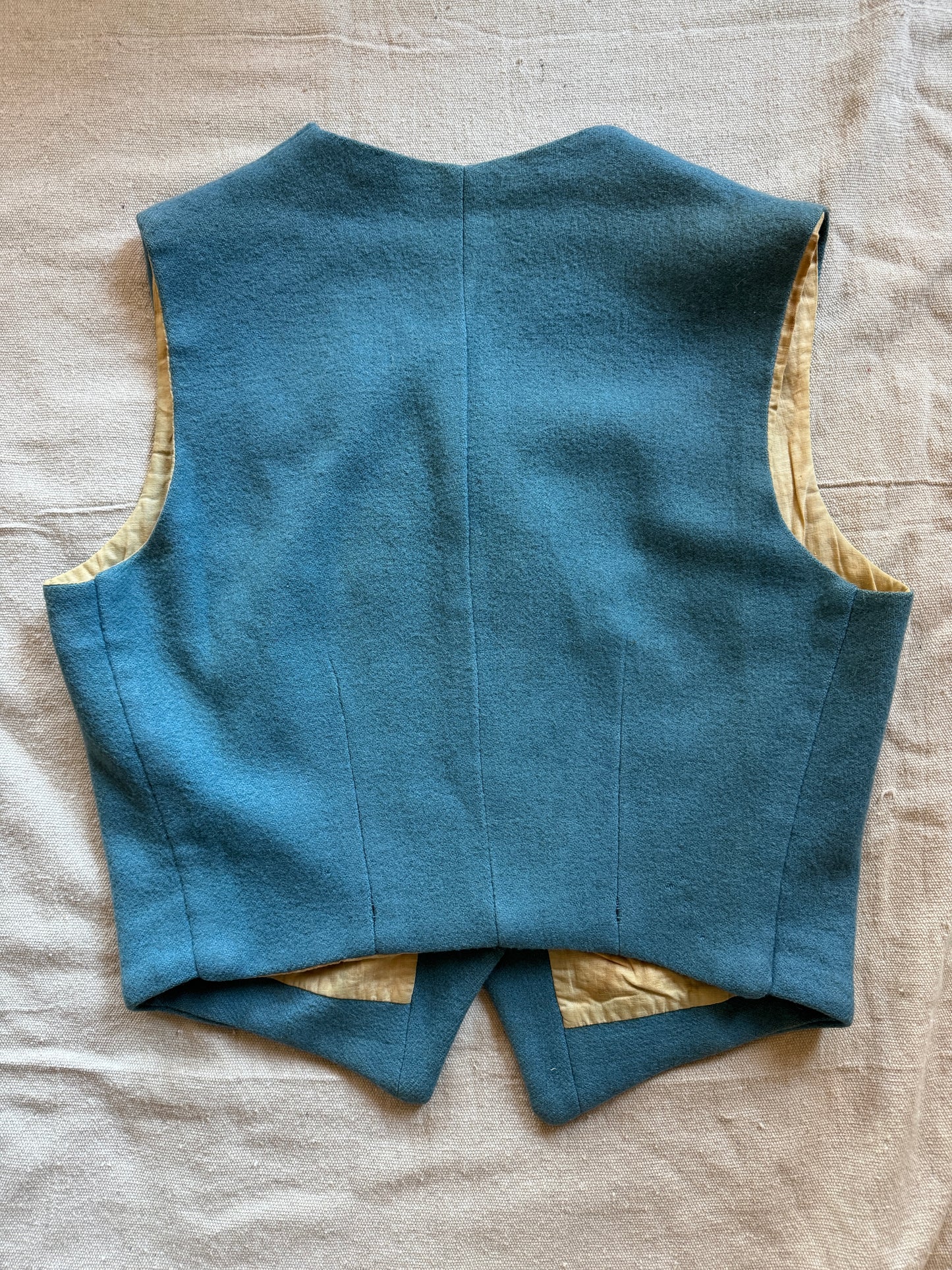 1930s/40s Cornflower Blue Embroidered Floral Waistcoat Vest- S/M