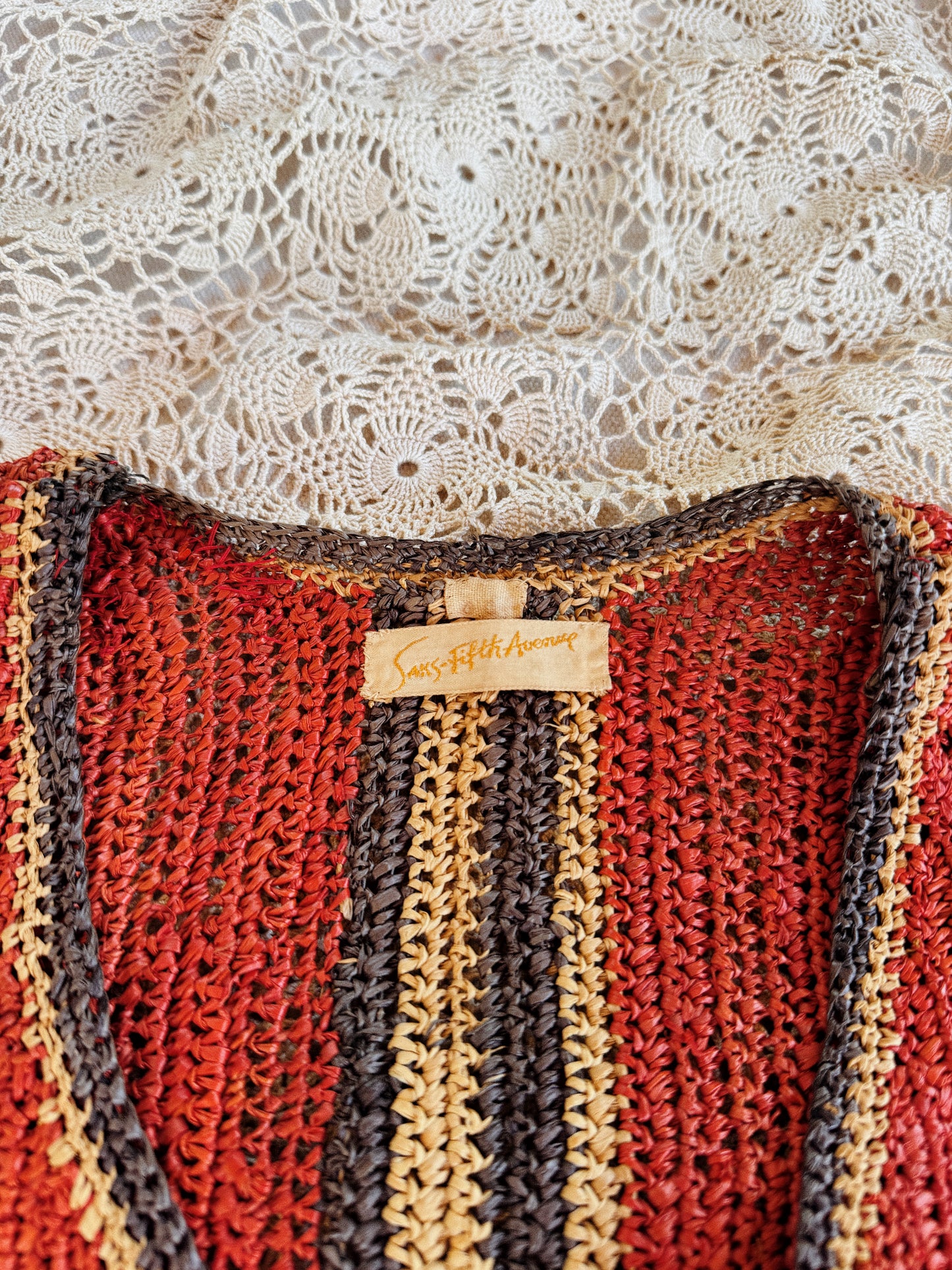 1930s Rattan + Linen Saks Fifth Avenue Cropped Summer Jacket- S/M