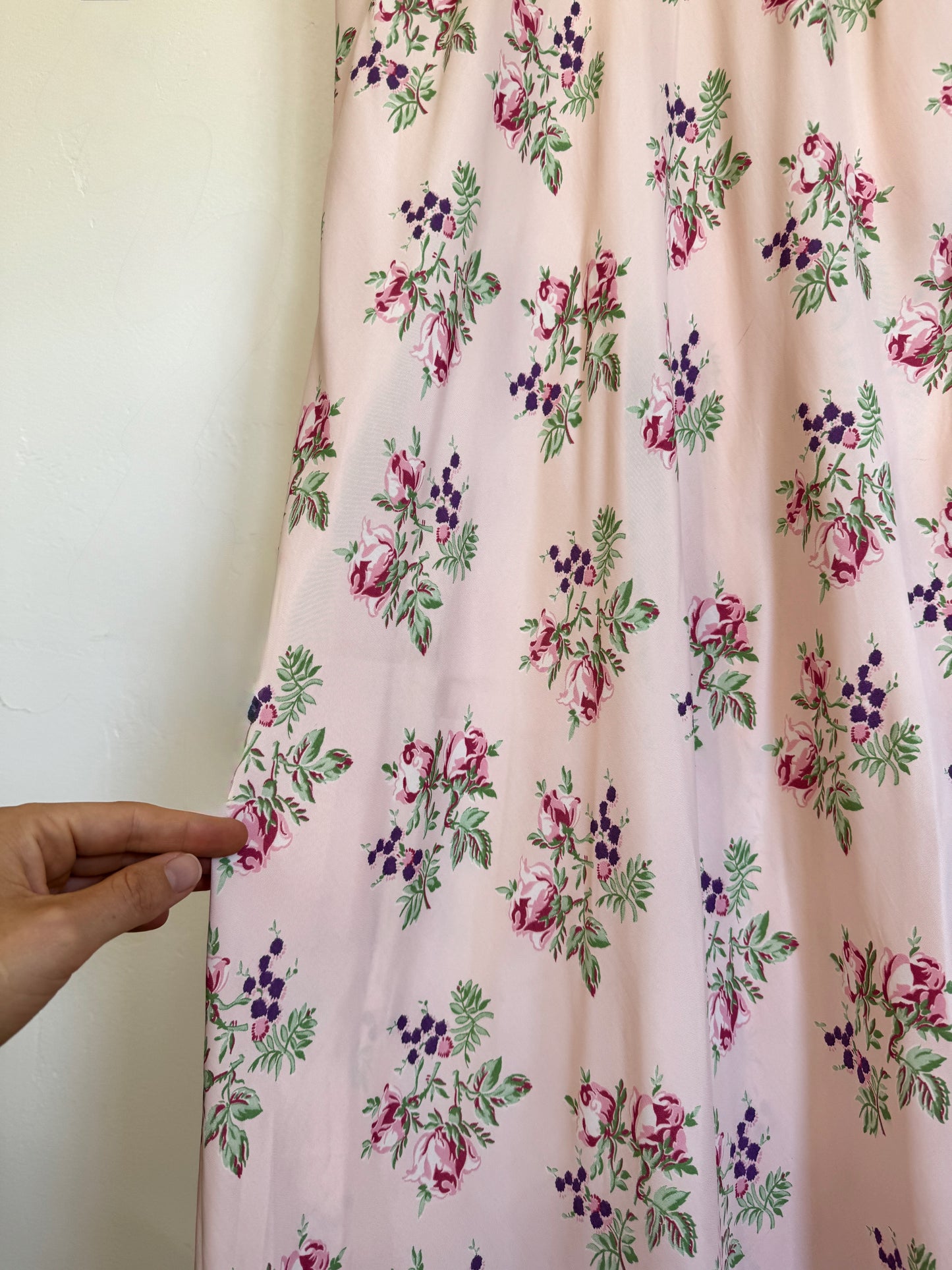 1940s Rose + Berry Rayon Slip Dress- S/M