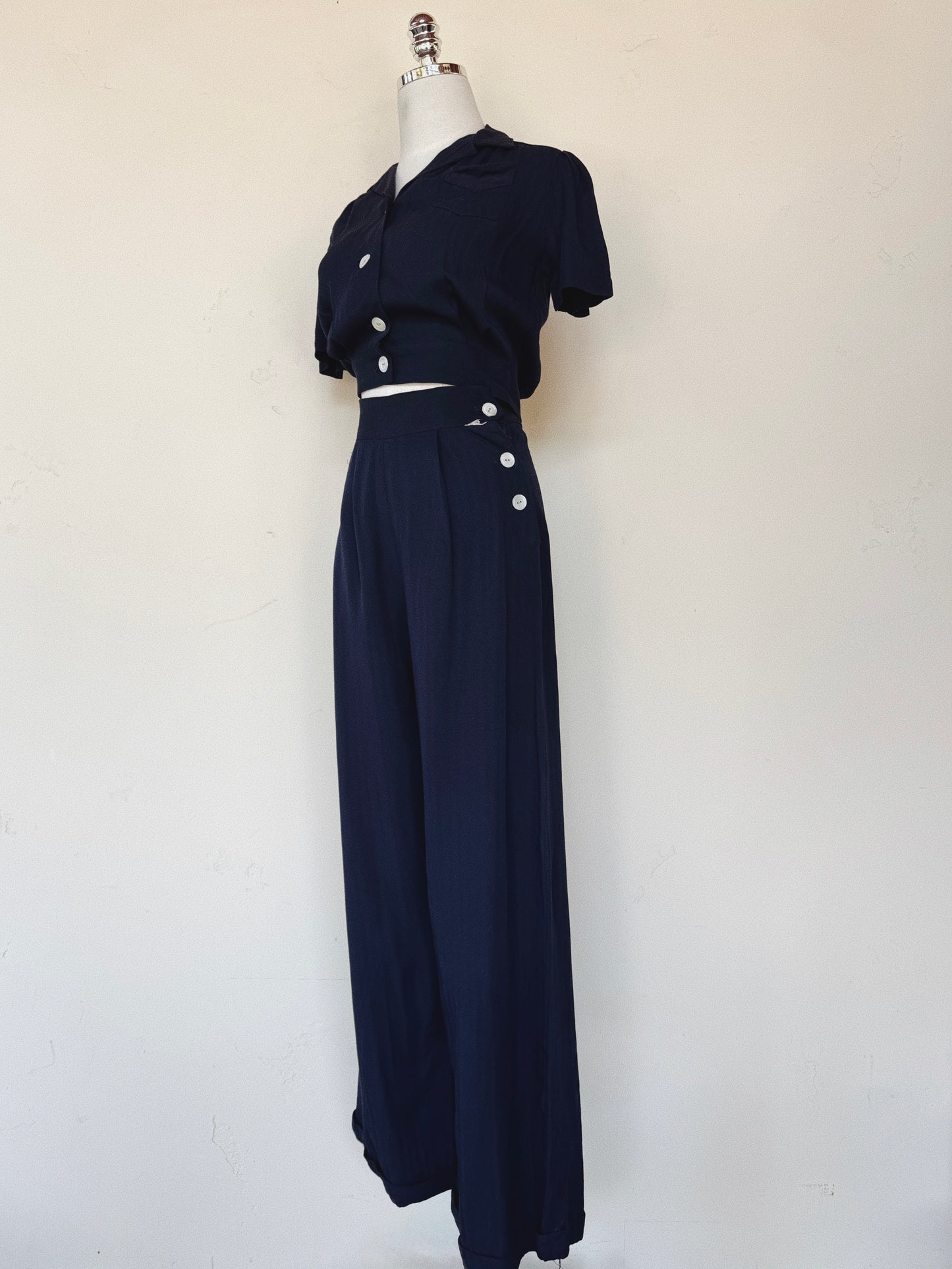 1930s/40s Herringbone Twill Women’s Sportswear Pant Set- S