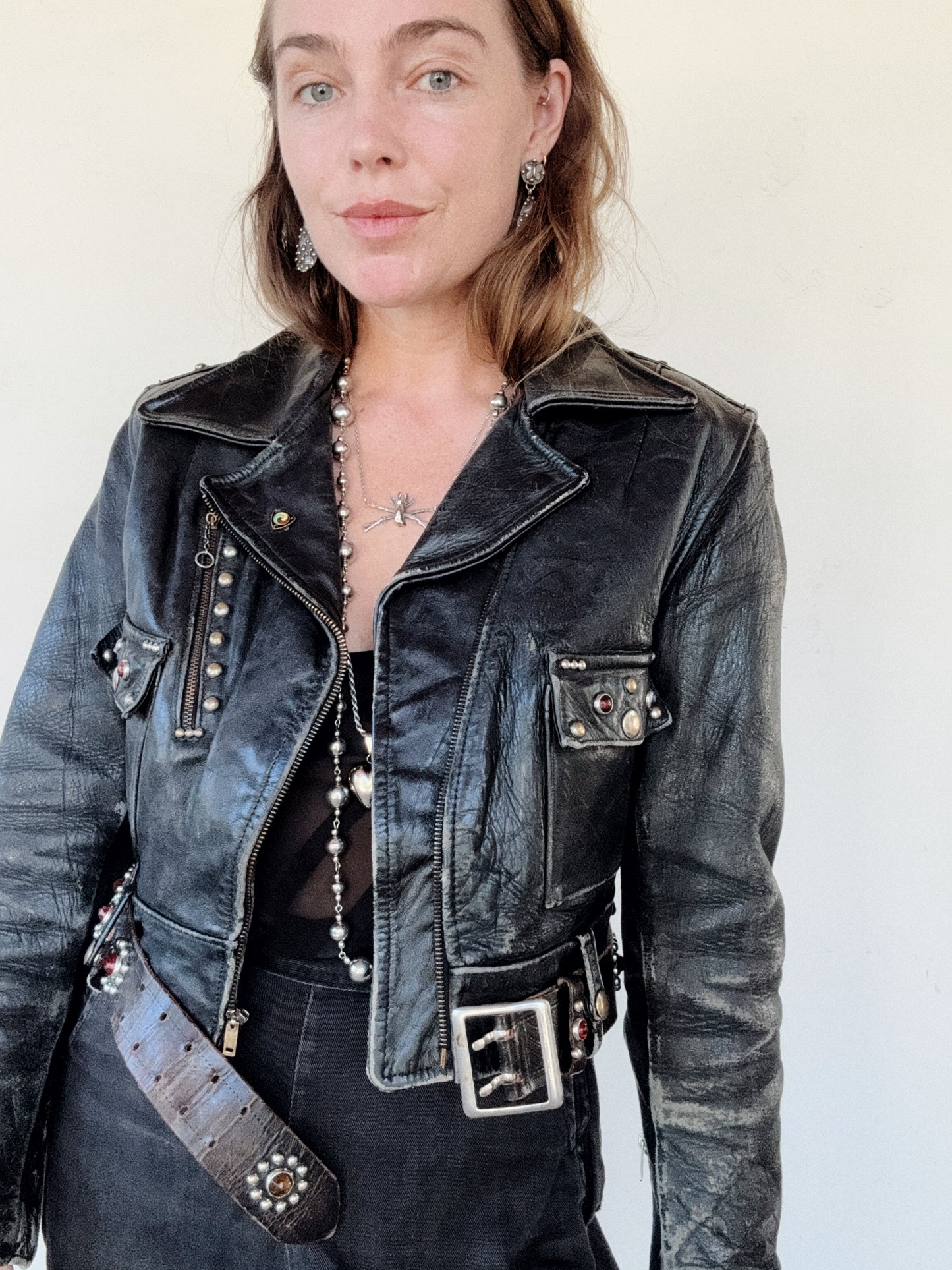 1947 Rare Embellished Harley Davidson Cycle Queen Moto Jacket- S/M