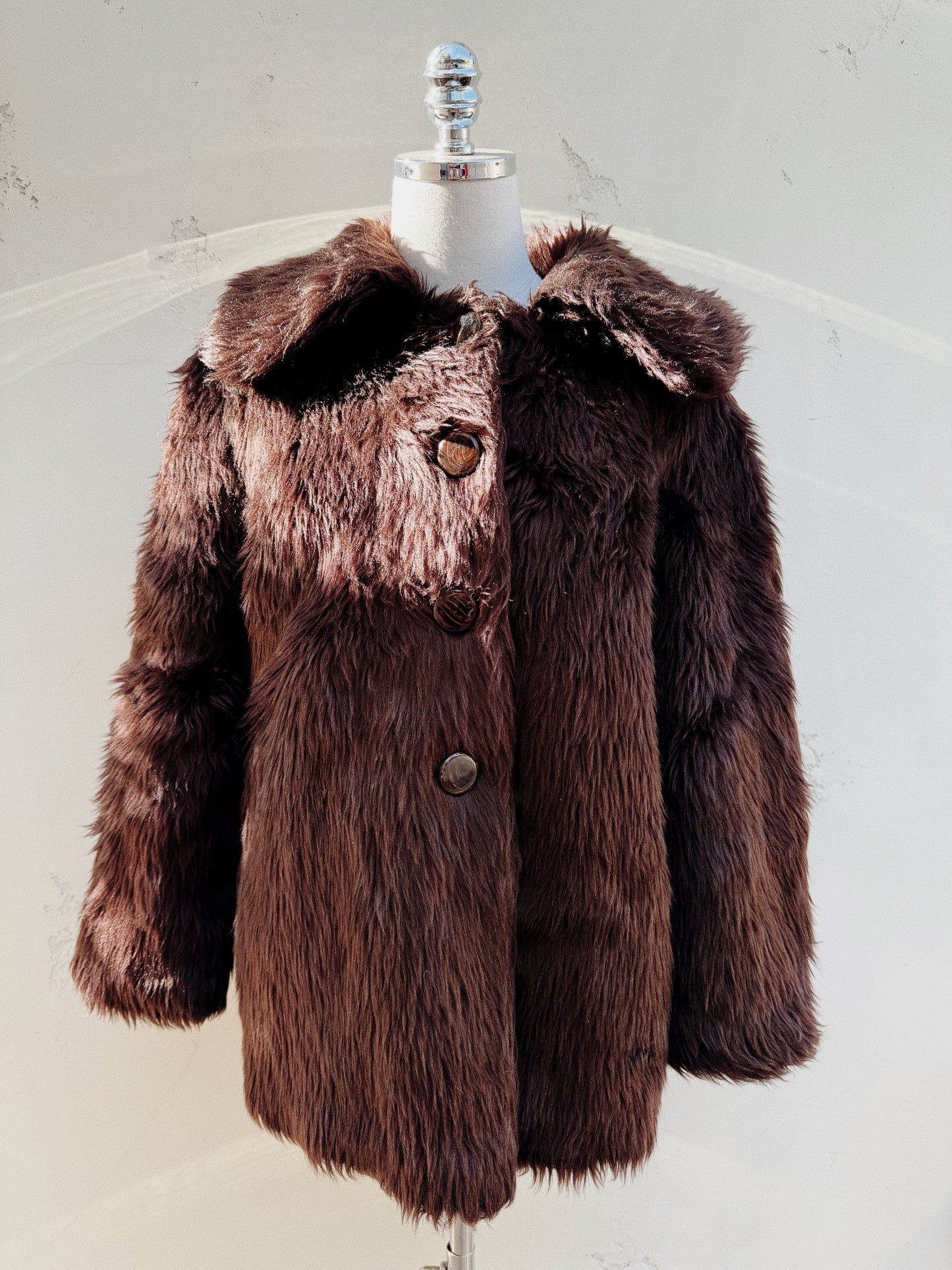 1960s Chocolate Shag Teddy Coat- S/M-M