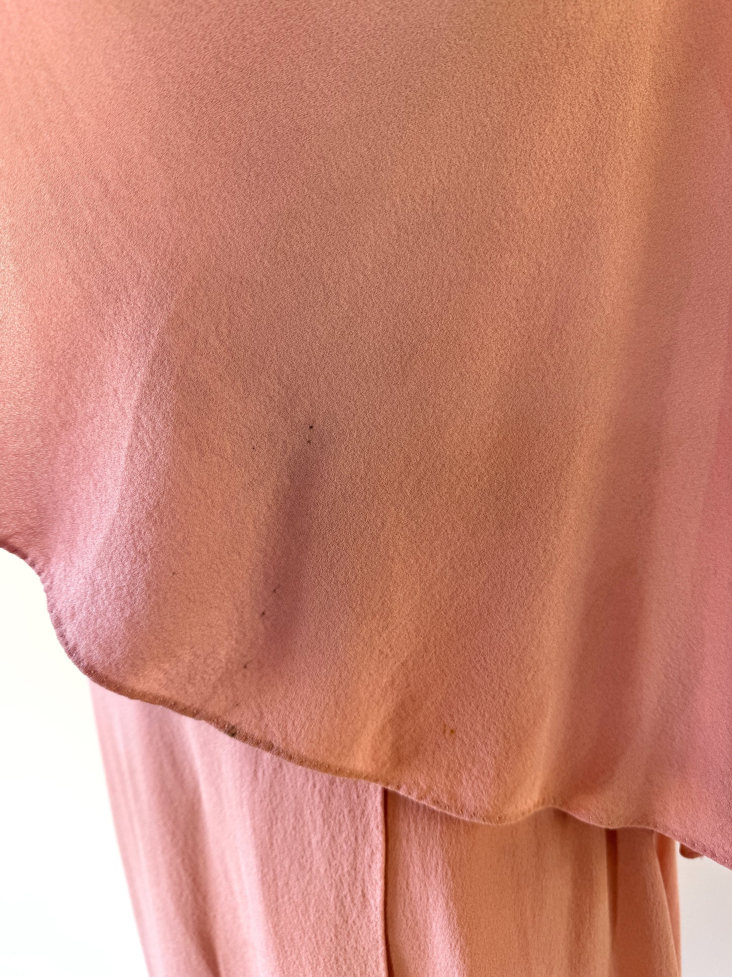 1930s Raspberry + Grape Sherbet Crepe Wrap Dress w/ Studs + Angel Sleeves- S/M