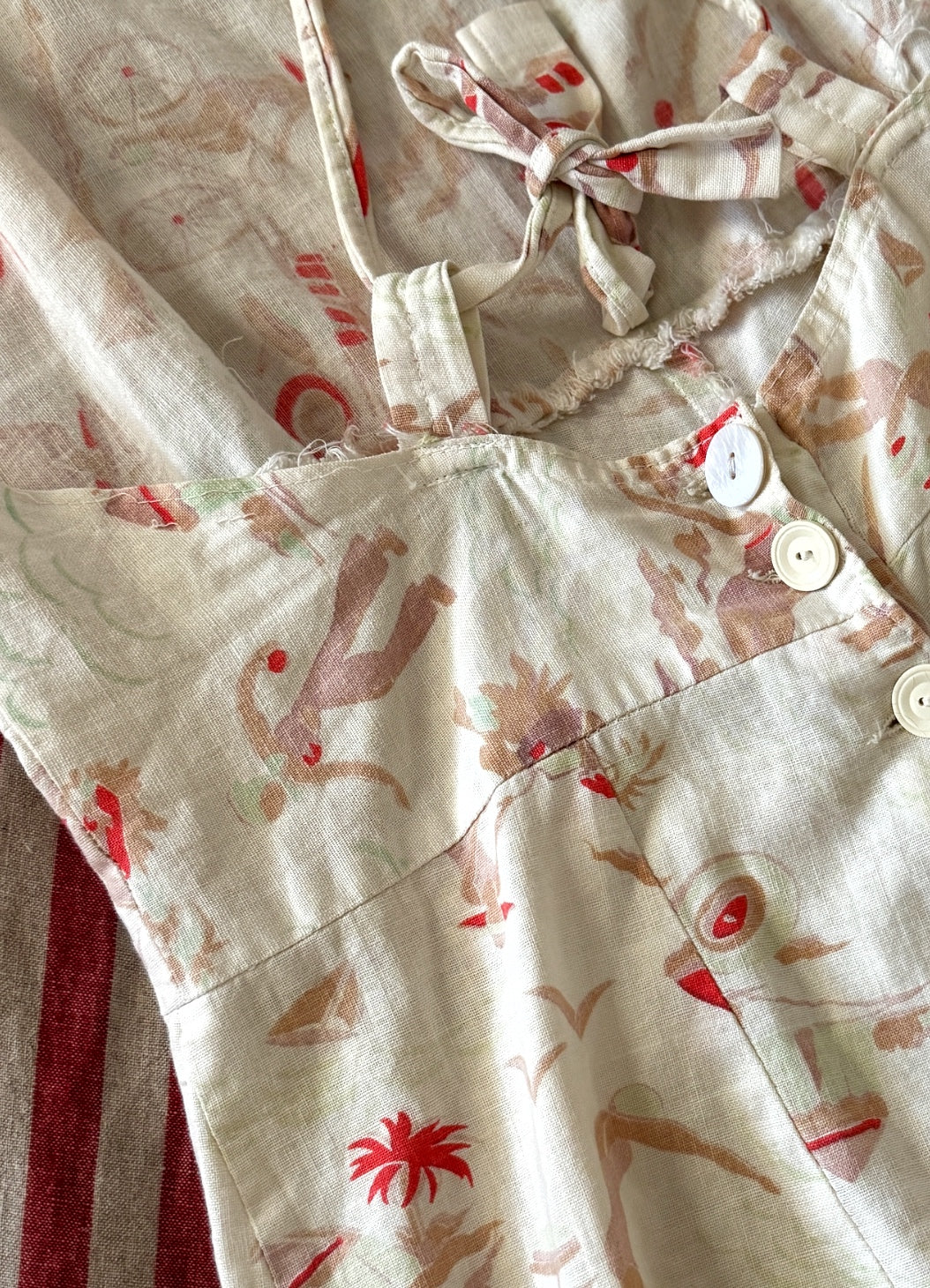 1930s Novelty Summertime Print Beach Pajama Jumpsuit- M