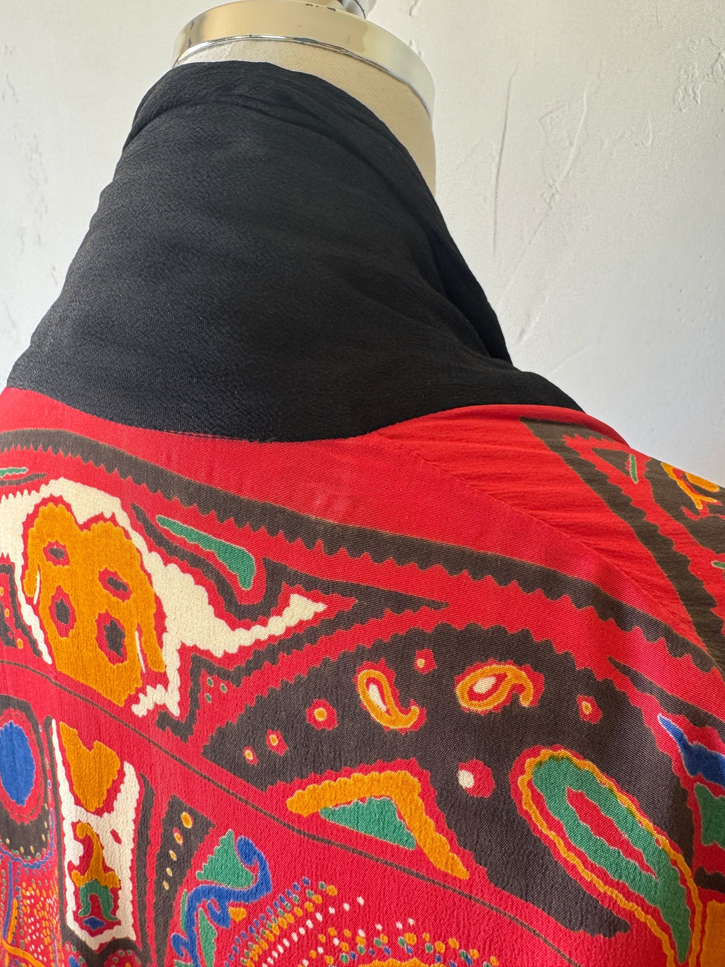 1920s Avant Garde Paisley Silk Crepe Duster Robe- S-L