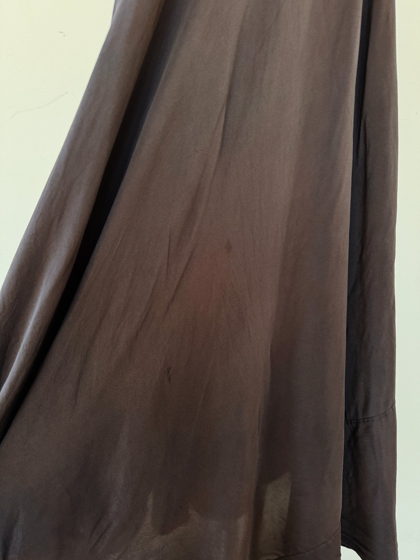 1930s Aubergine Silk Slip Dress w/ Wave Inserts + Circular Embroidery- S/M-M