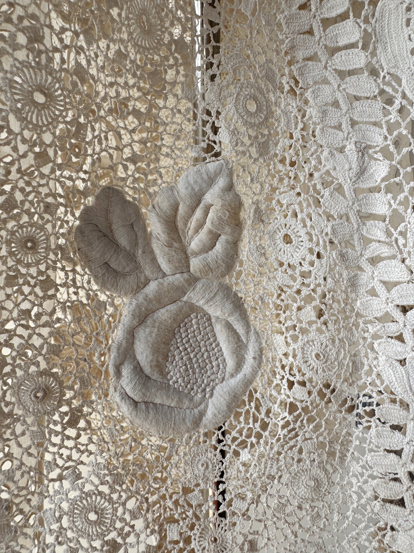 Rare Edwardian Irish Crochet Duster Coat w/ Pom Poms- M