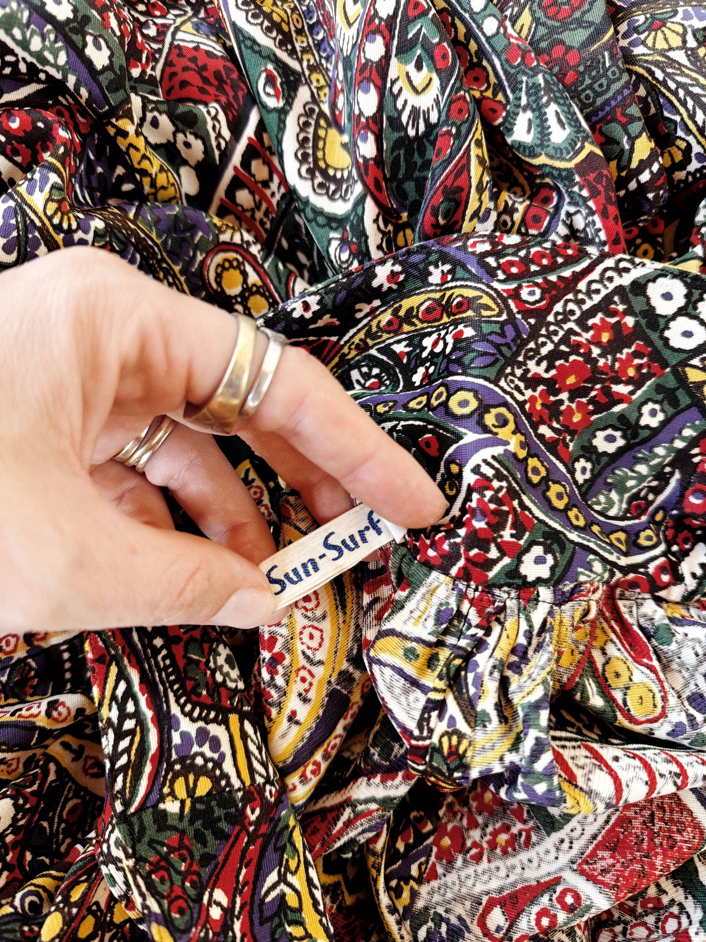1930s/40s Paisley Rayon Jersey Ultra Wide Elephant Leg Palazzo Pants- L