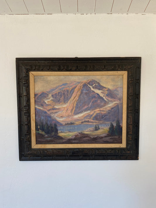 1940s Purple Mountain Range American Landscape Painting- 23x27”