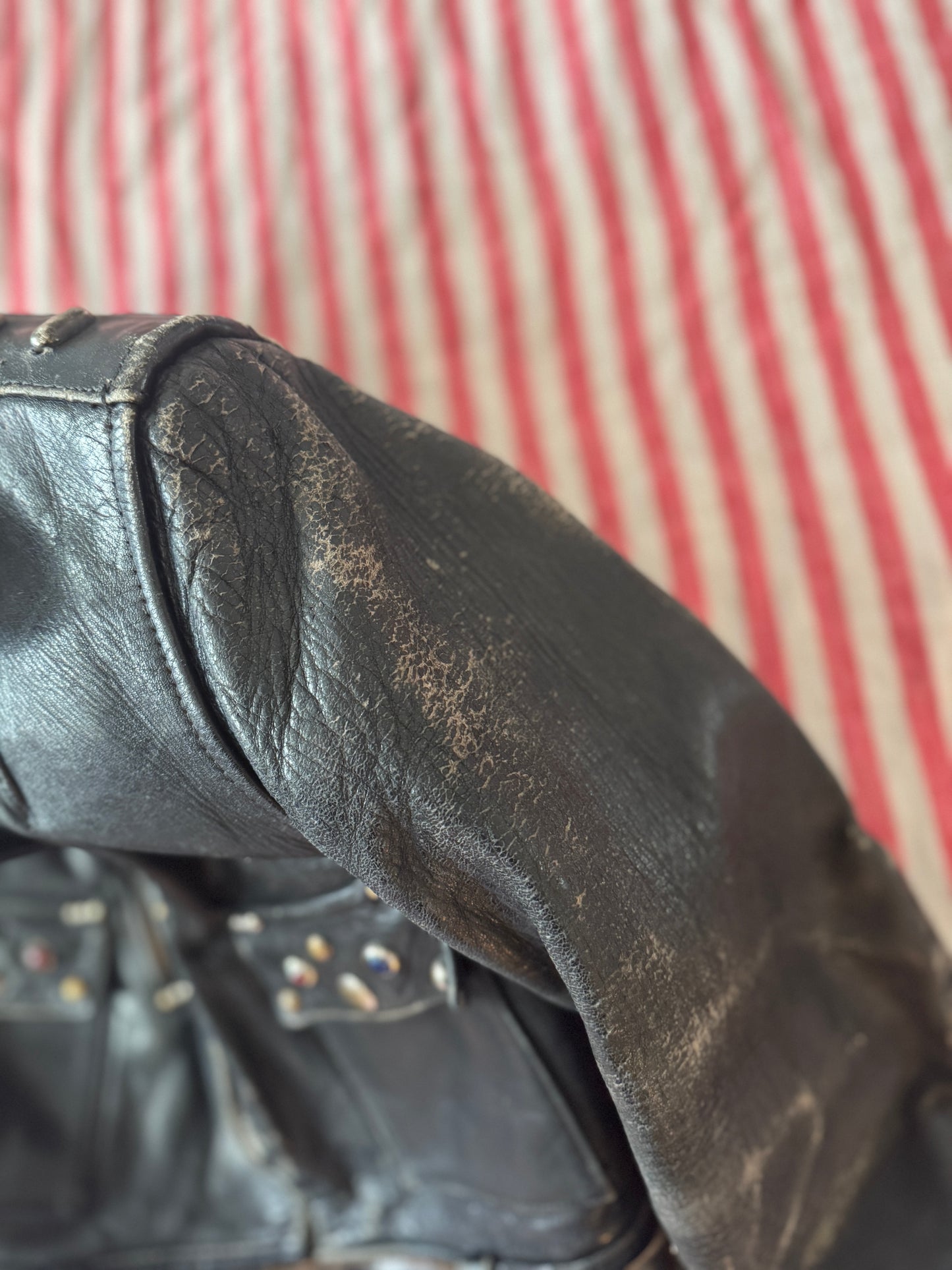 1947 Rare Embellished Harley Davidson Cycle Queen Moto Jacket- S/M
