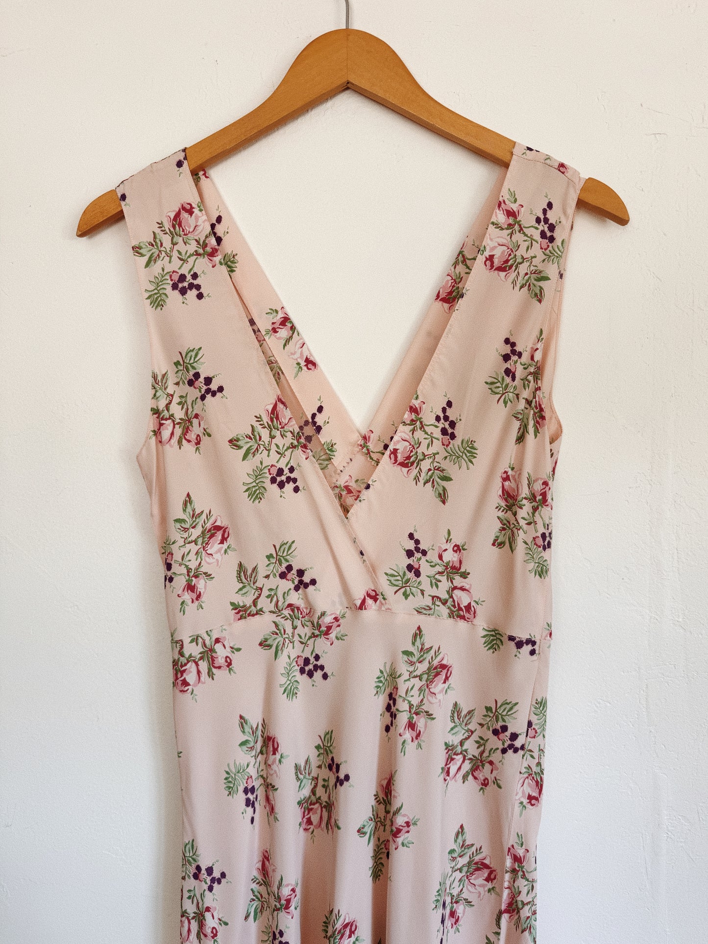 1940s Rose + Berry Rayon Slip Dress- S/M