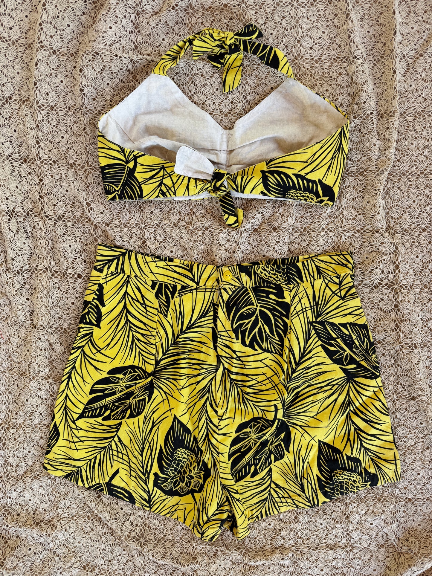 1950s Hawaiian Cotton Halter Play Set - M-M/L