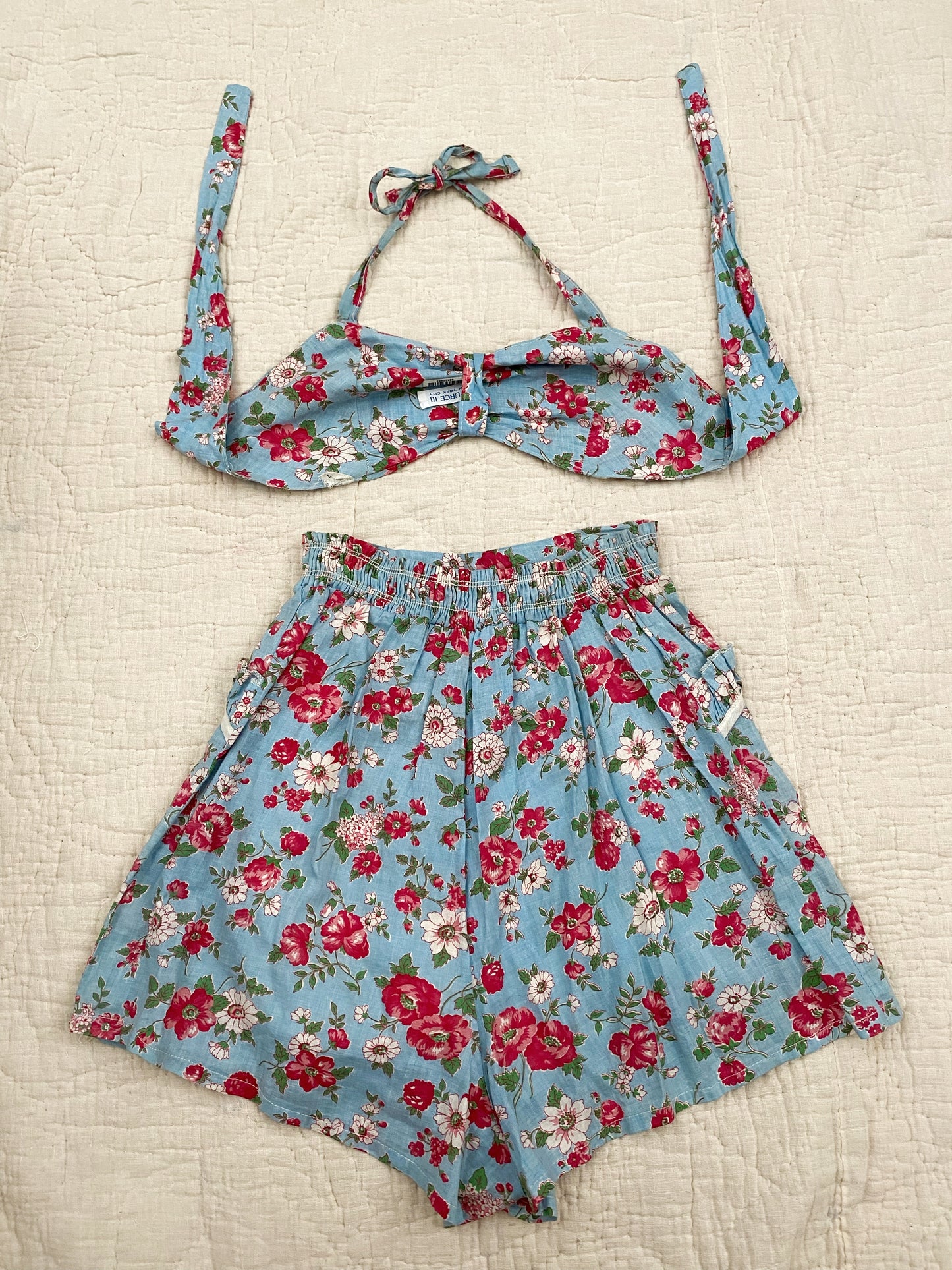 1940s Pristine Ditzy Floral Cotton Playsuit- XS/S