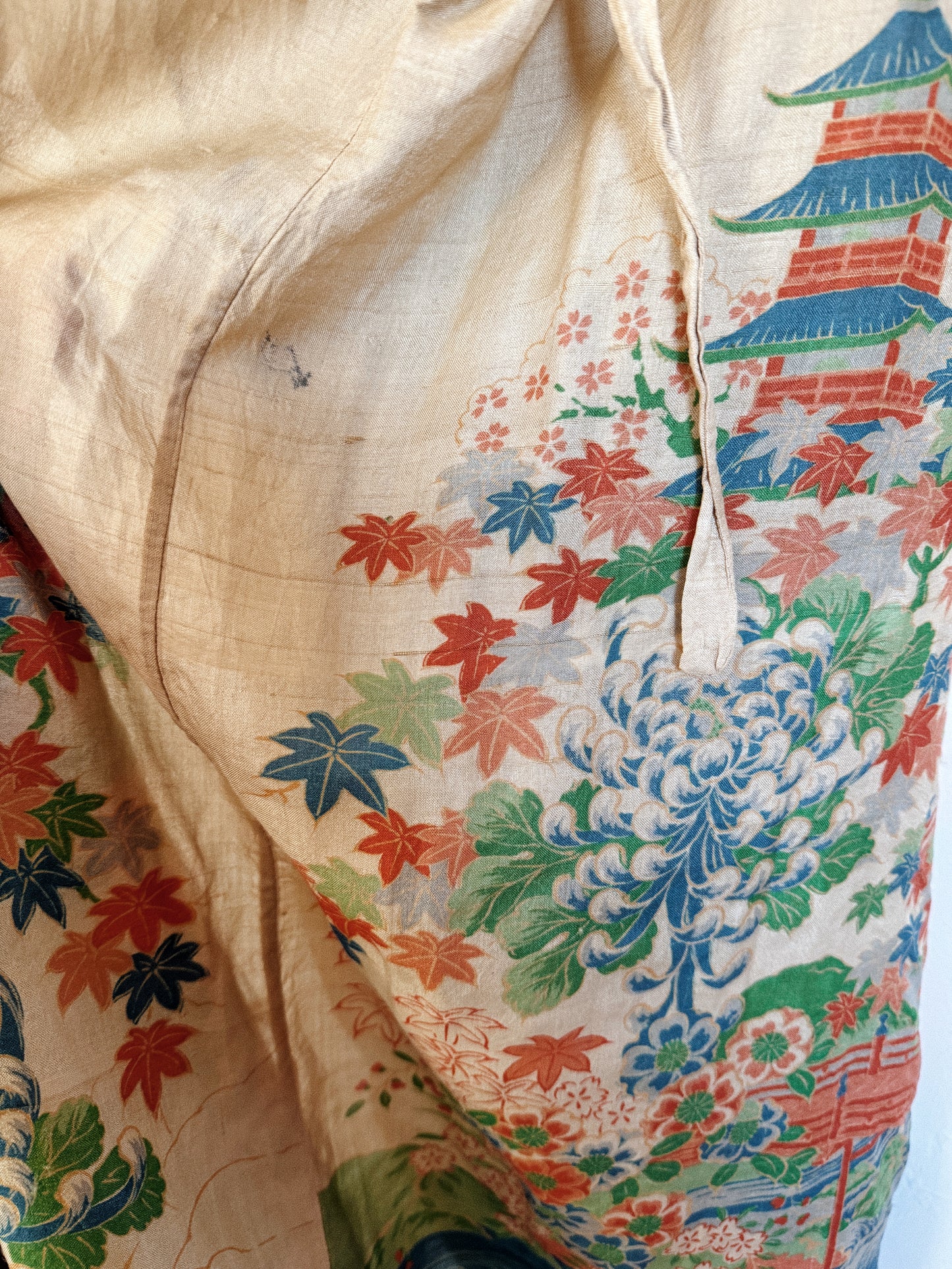 1920s Pongee Silk Printed Duster Robe- O/S