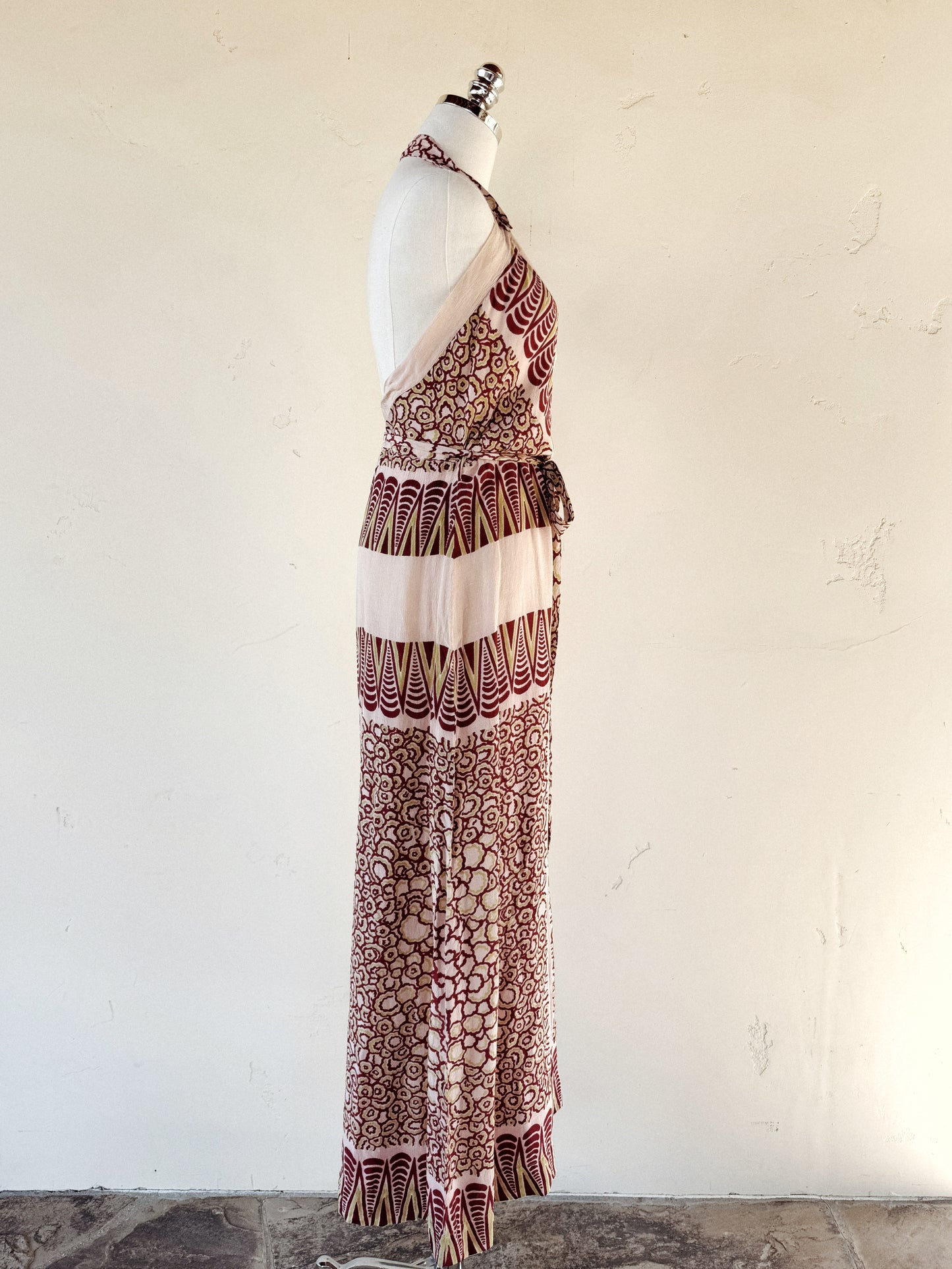 1930s Rare Avant Garde Deco Palazzo Beach Pajama Jumpsuit- S/M-M