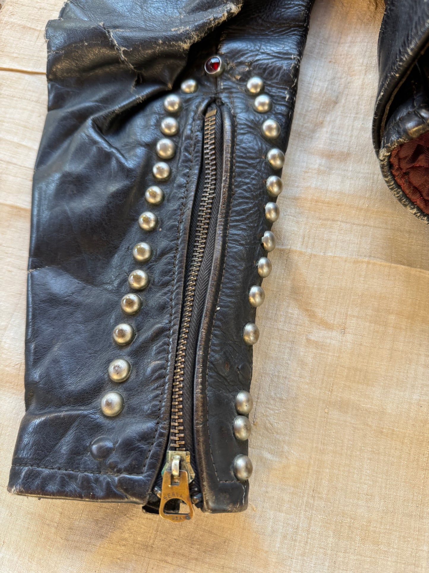 1950s Harley Davidson Cycle Queen w/ Studs + Original Artwork- S/M