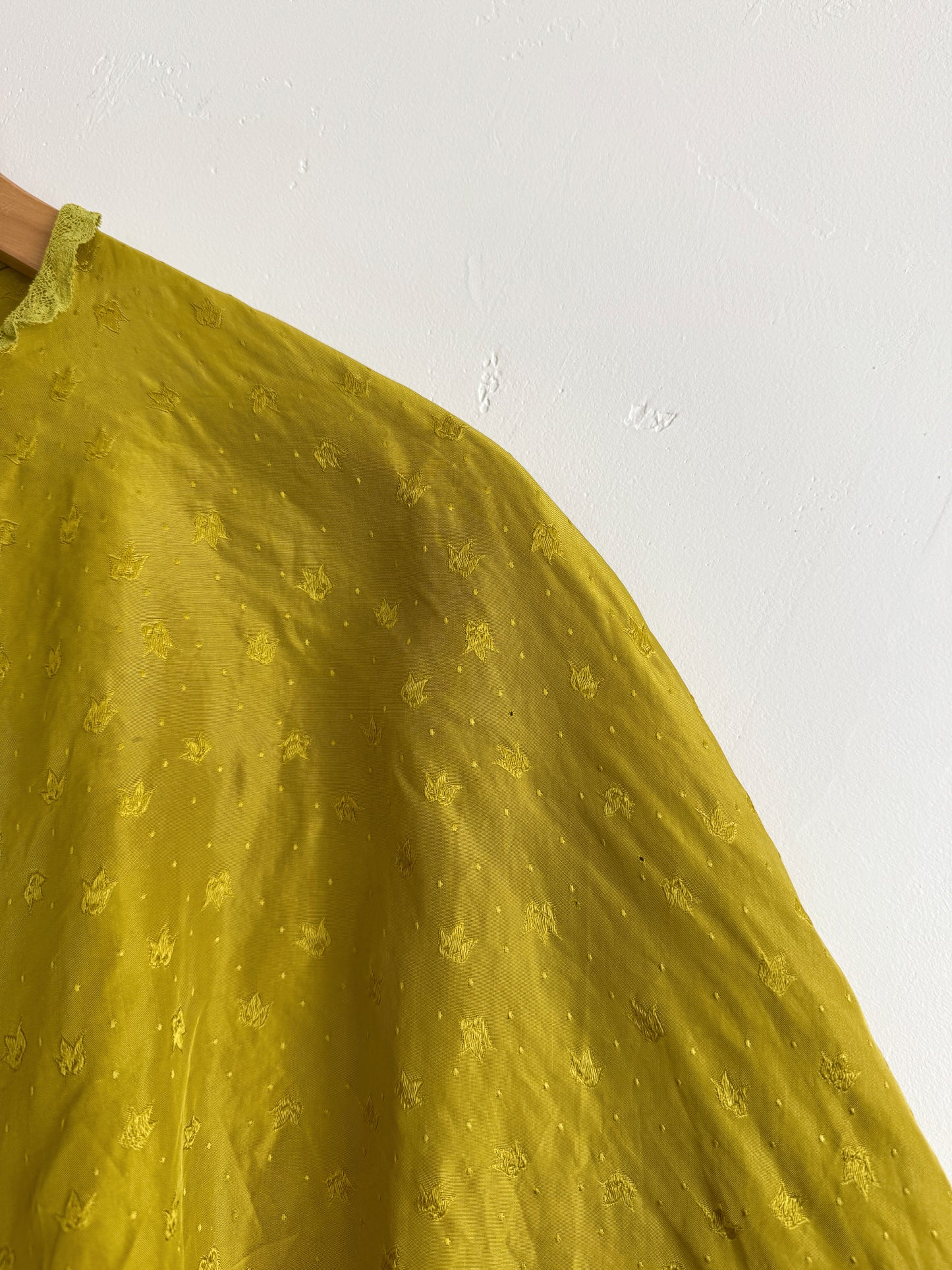 1930s Olive Silk Handkerchief Bed Jacket- S-M