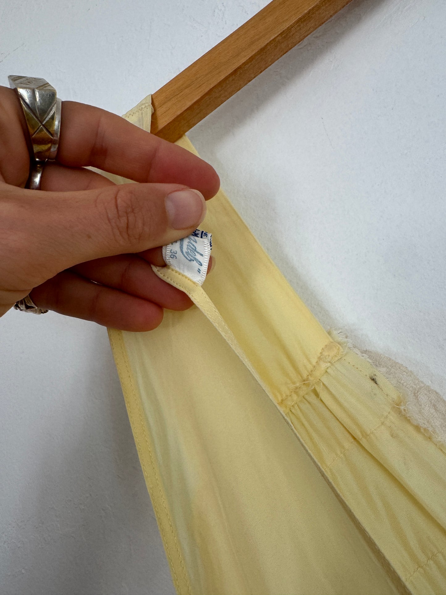 1940s Lemonade Ruffle Rayon Slip Dress w/ Rosettes- S/M