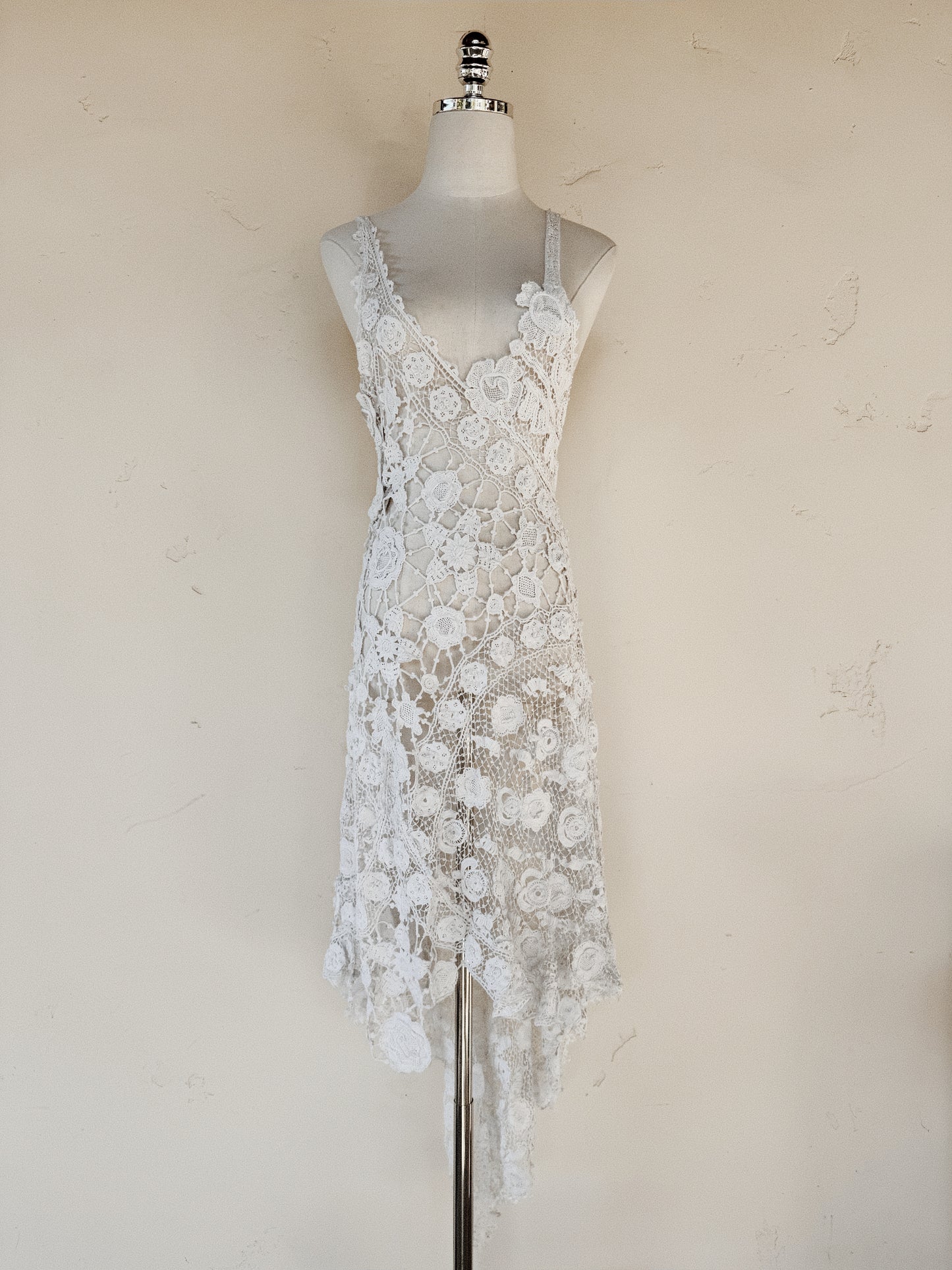 Antique Irish Crocheted High Low Dress- XS-S