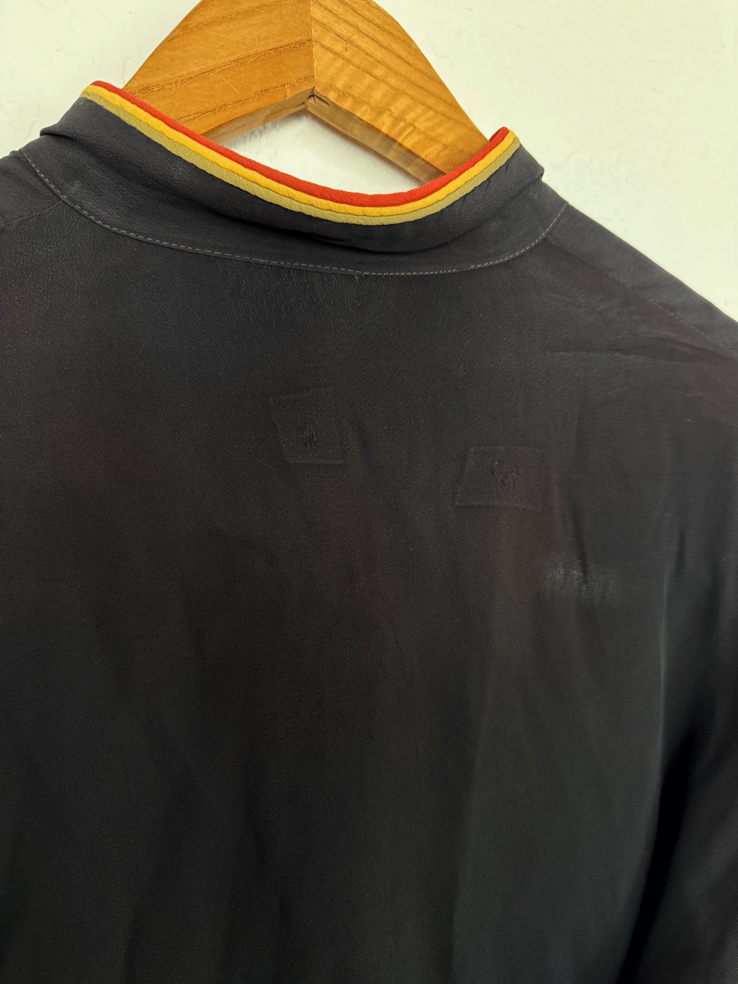 1930s Bakelite Button Silk Crepe Blouse w/ Corded Trim- S/M