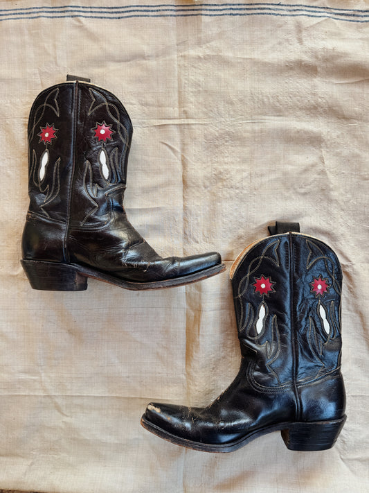 1940s Frye Pee Wee Inlay Cowboy Boots- 7