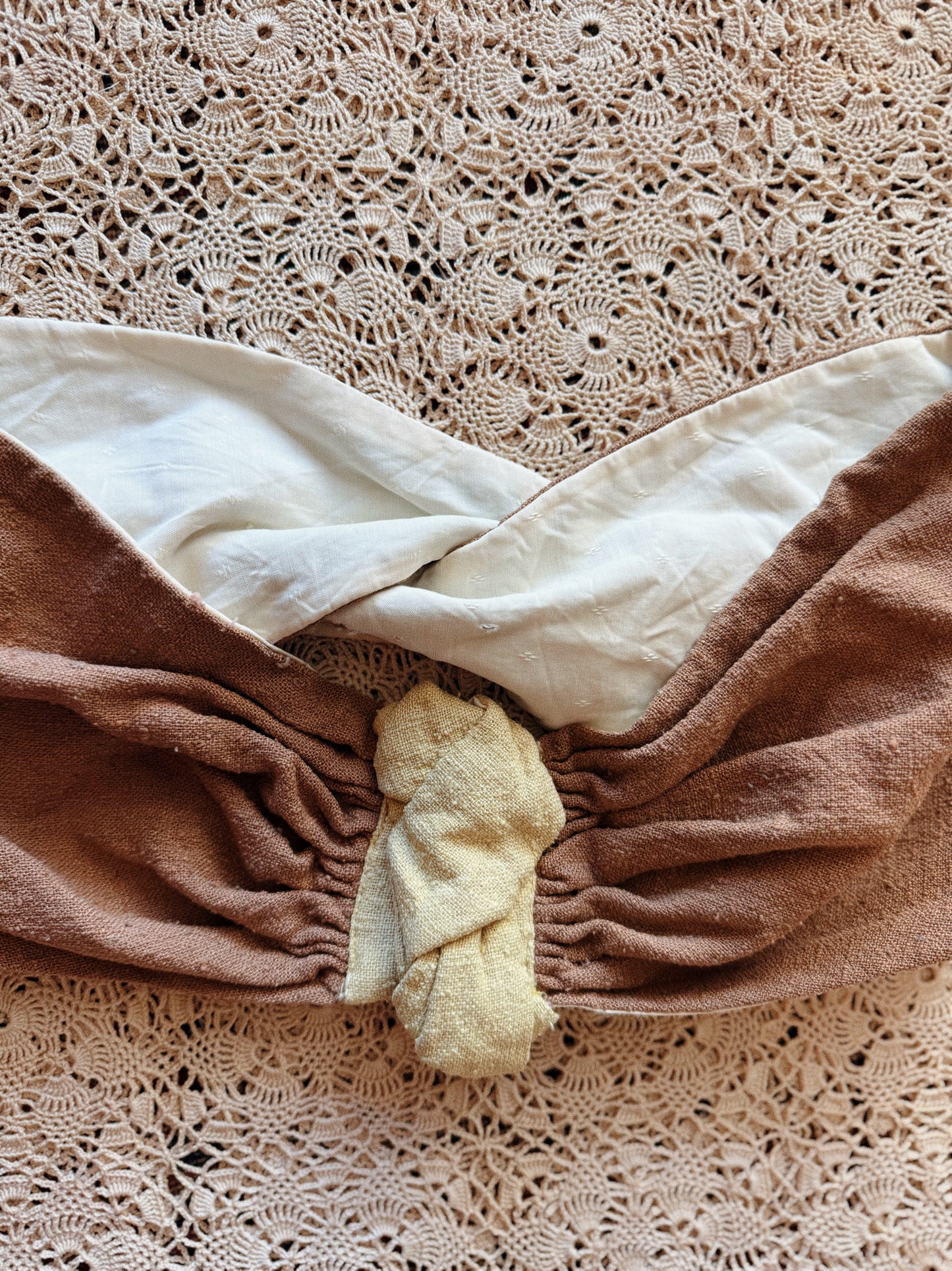 1940s/50s Chocolate + Pistachio Slub Linen Play Set- S-S/M