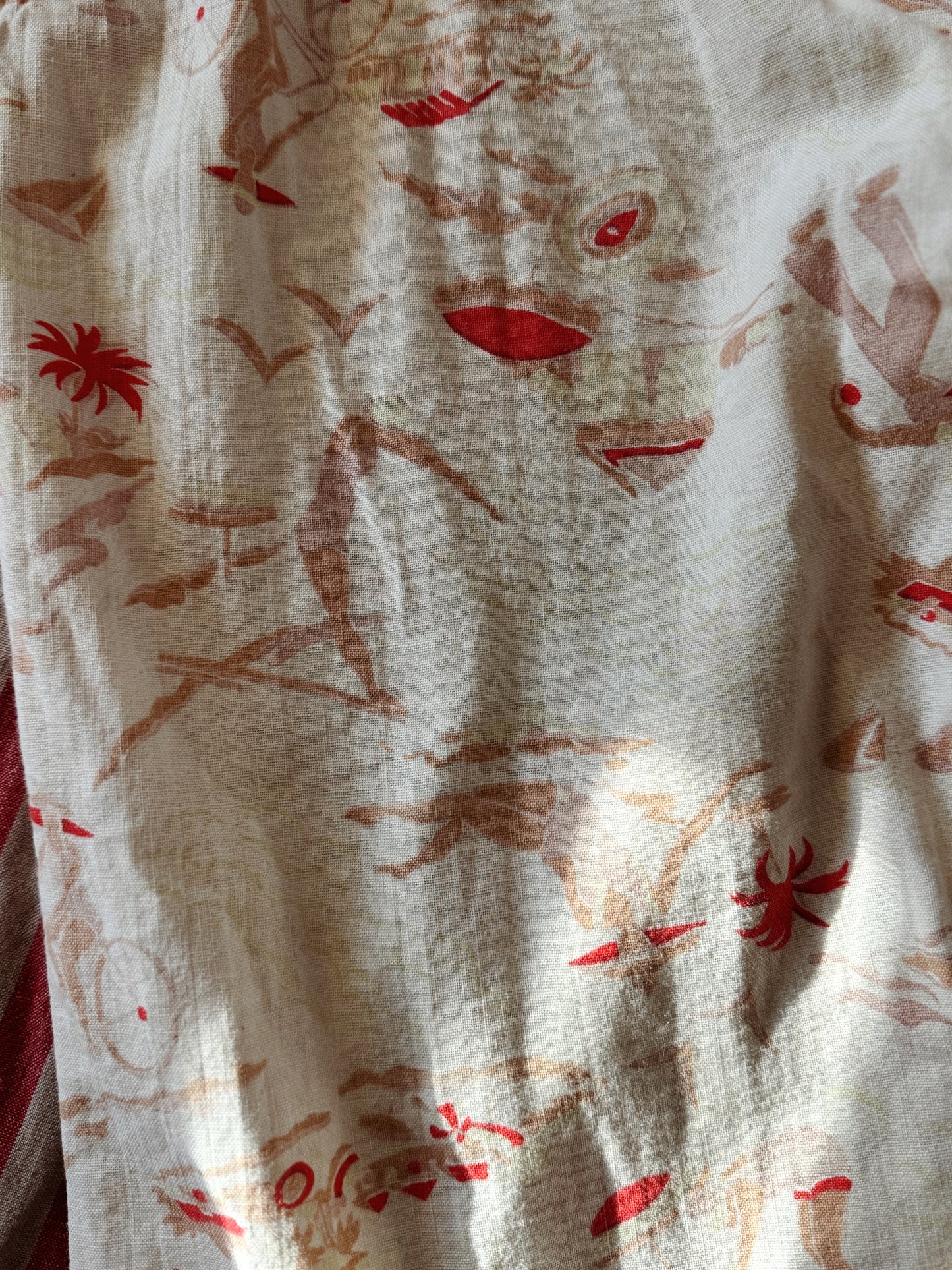 1930s Novelty Summertime Print Beach Pajama Jumpsuit- M