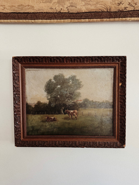 Early 1900s Antique Pastoral Oil Painting- 11 x 14”