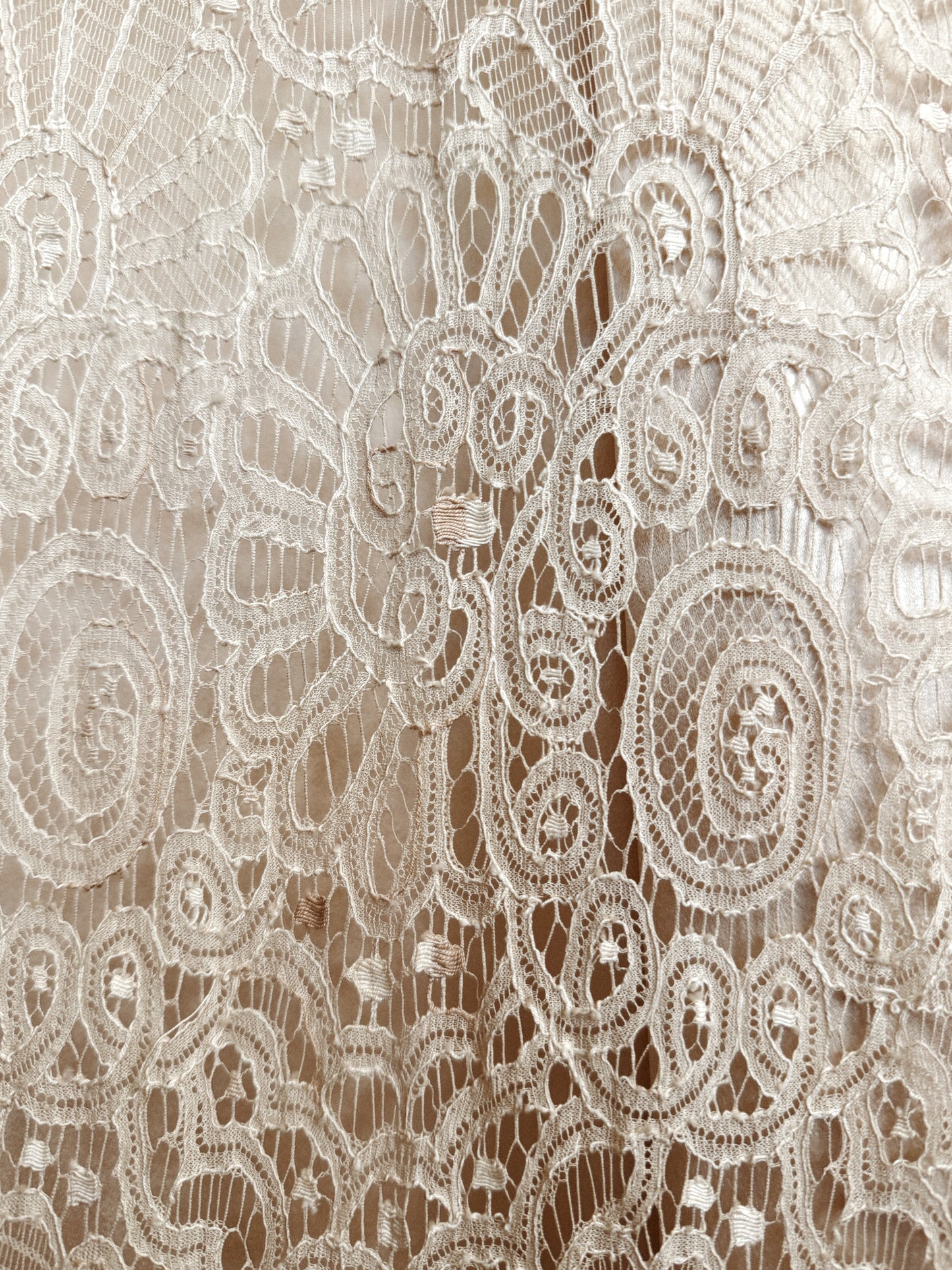 1930s White Lace + Puffed Shoulder Gown w/ Rhinestone Belt- XS/S