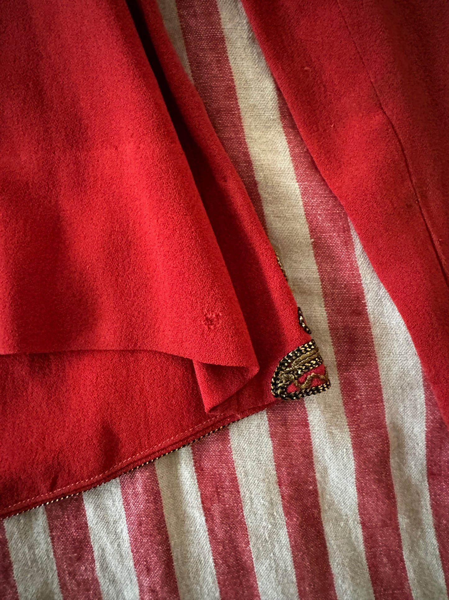 1930s Heavily Studded Muted Red Jacket w/ Gold Bullion- S/M-M