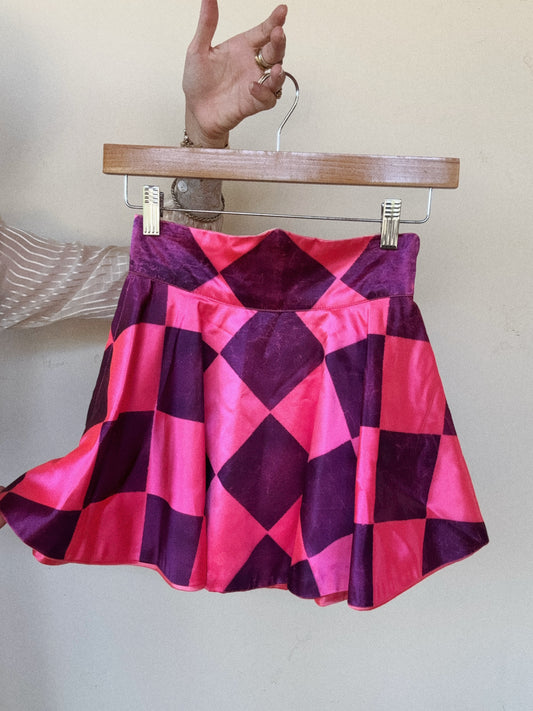 1950s Checkered DayGlo Showgirl Skirt- XS