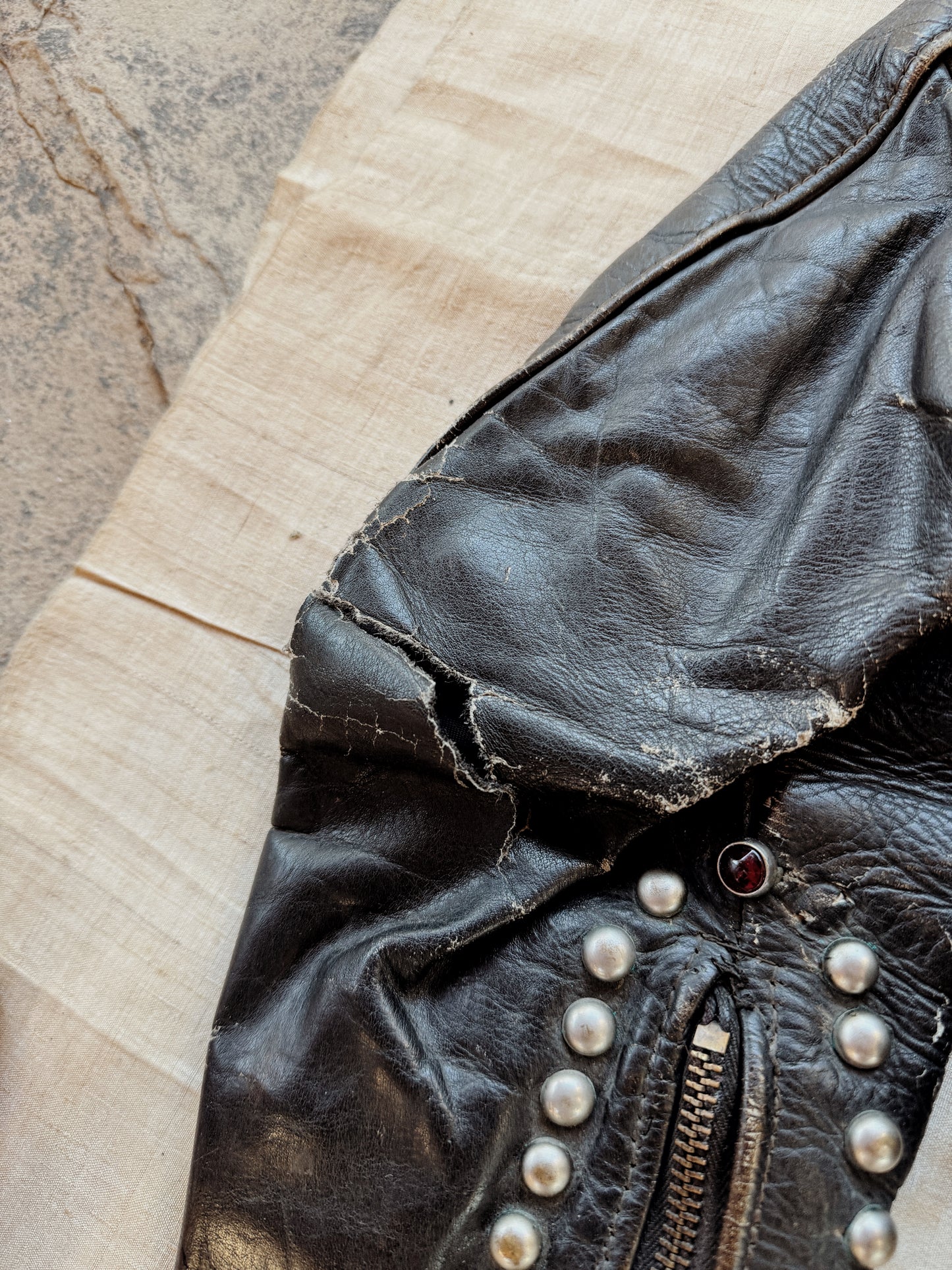 1950s Harley Davidson Cycle Queen w/ Studs + Original Artwork- S/M