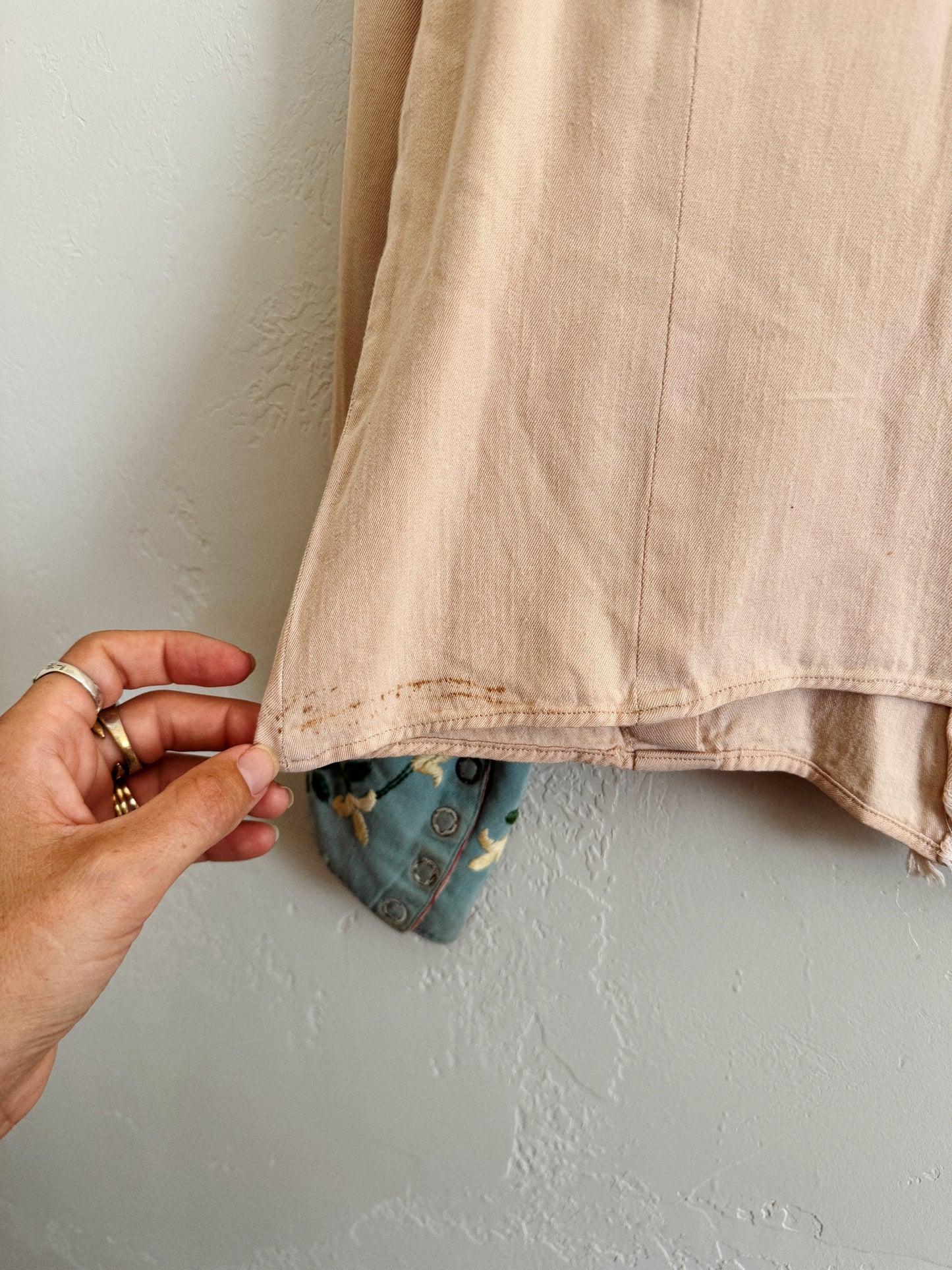 1950s Sky Blue + Purple Embroidered Western Blouse- S/M