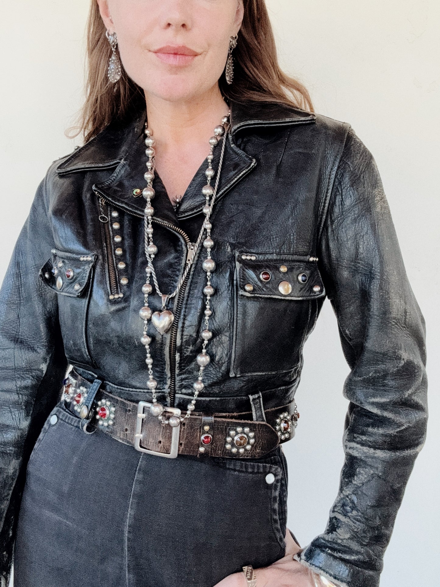 1947 Rare Embellished Harley Davidson Cycle Queen Moto Jacket- S/M