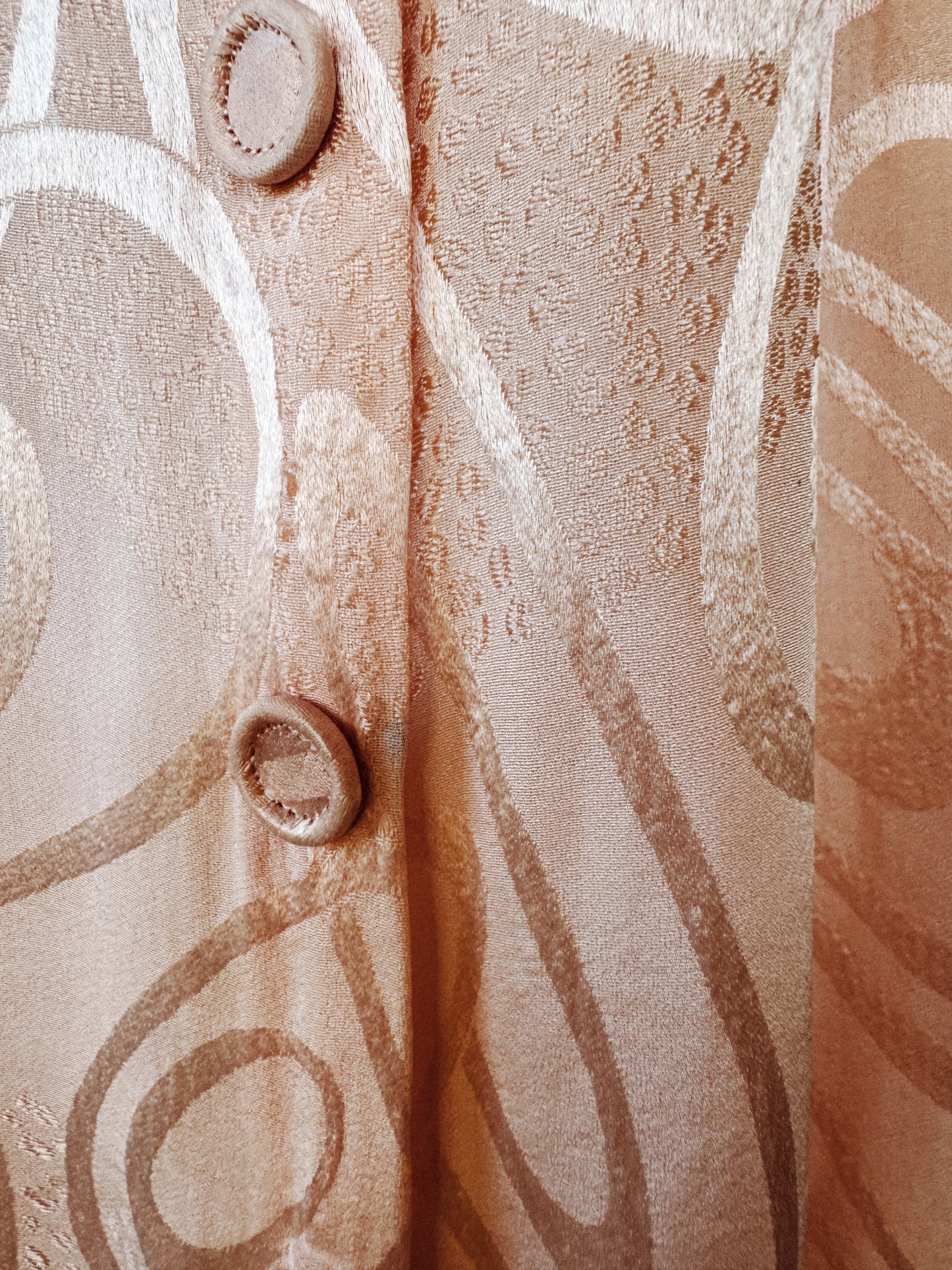 1930s Princess Pink Abstract Silk Dressing Gown- S