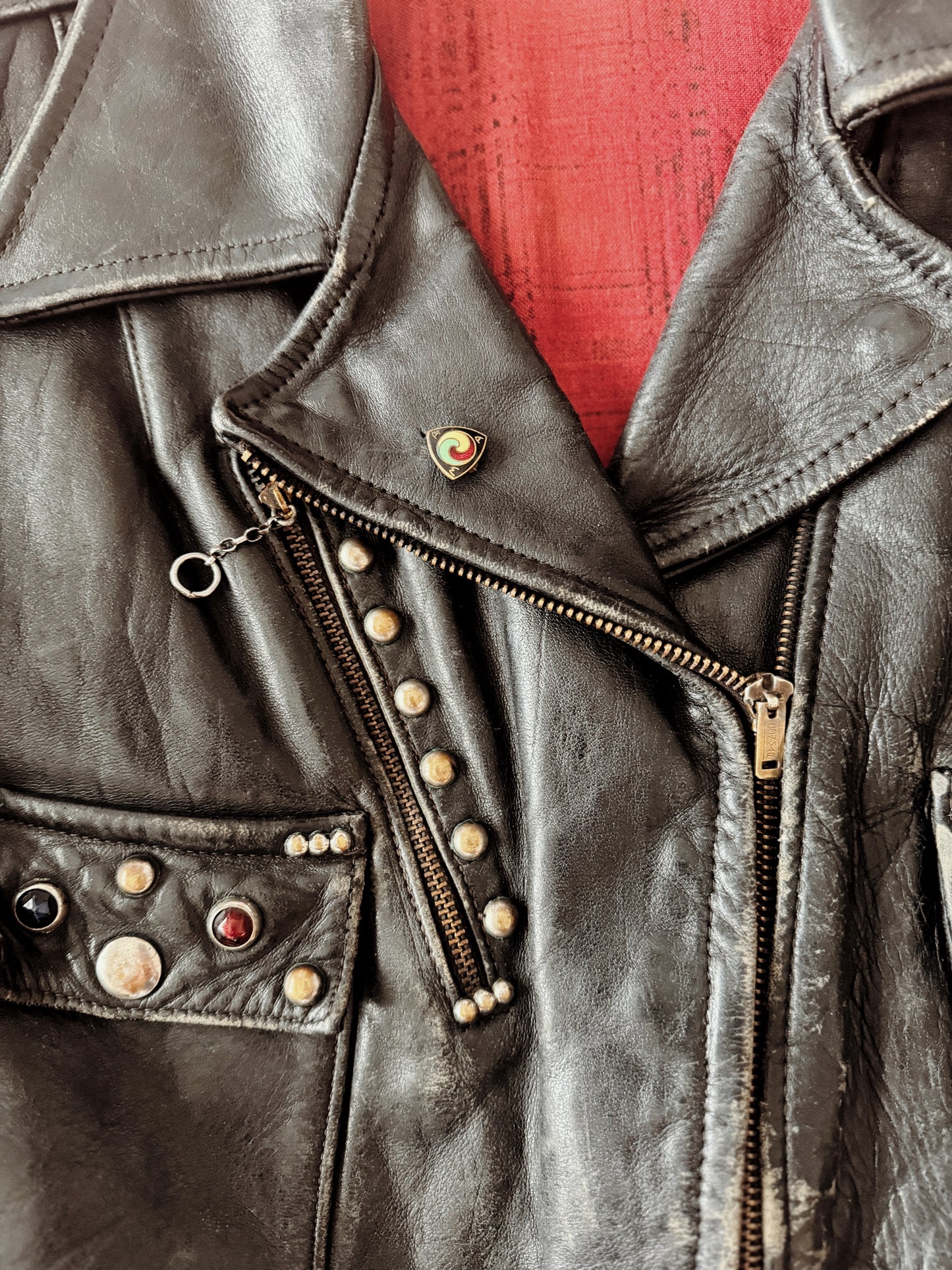 1947 Rare Embellished Harley Davidson Cycle Queen Moto Jacket- S/M