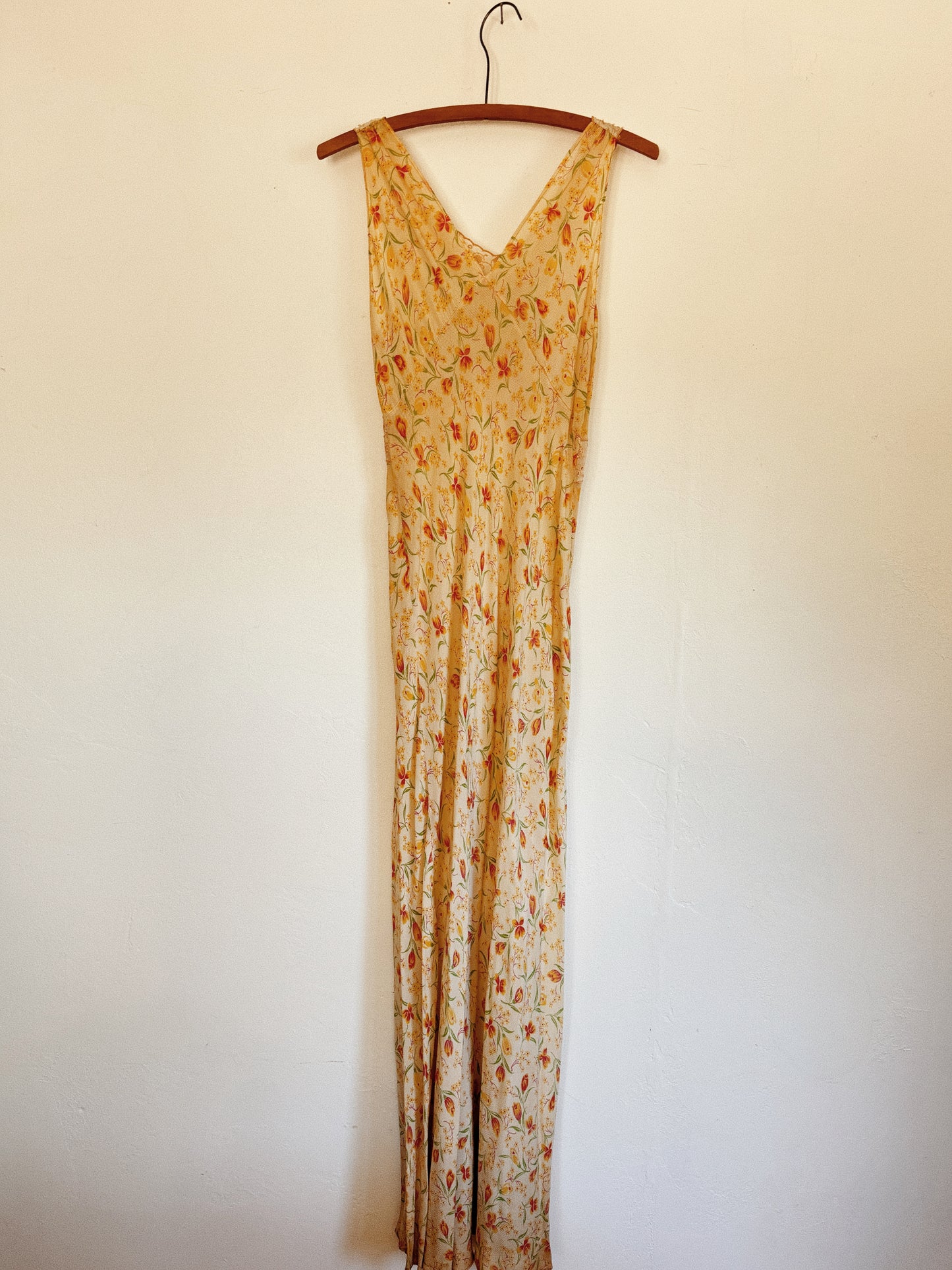 1930s/40s Tulip + Spring Bloom Bias Cut Slip Dress- S-S/M