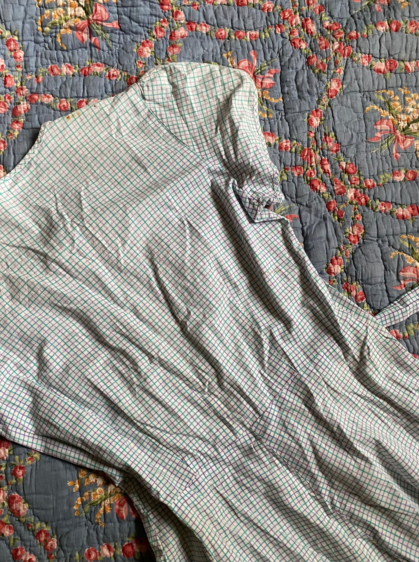 1940s/50s Cotton Plaid Zipper Front Dress- M
