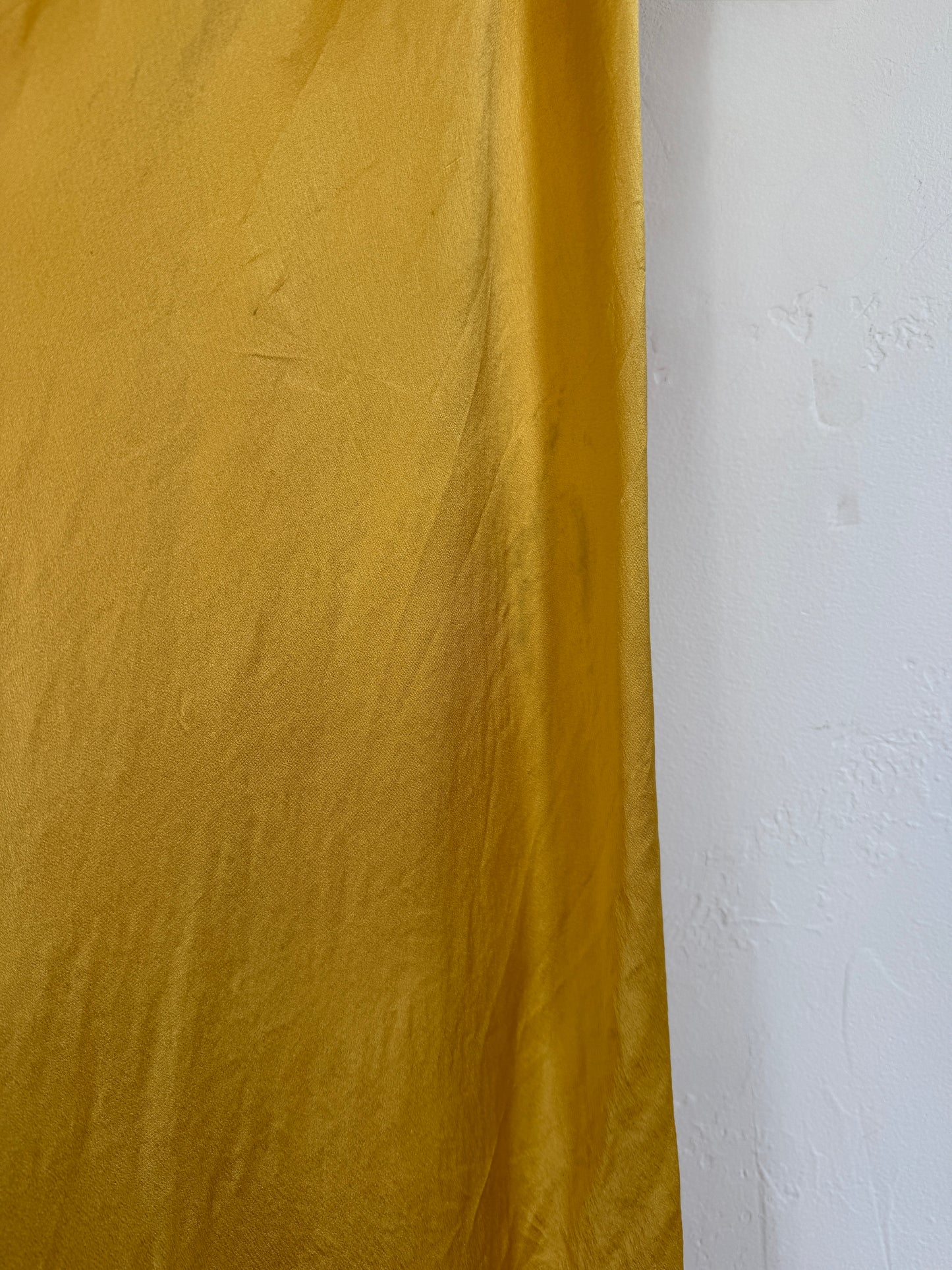 1930s Golden Saffron Silk Clover Embroidered Slip Dress- S-S/M