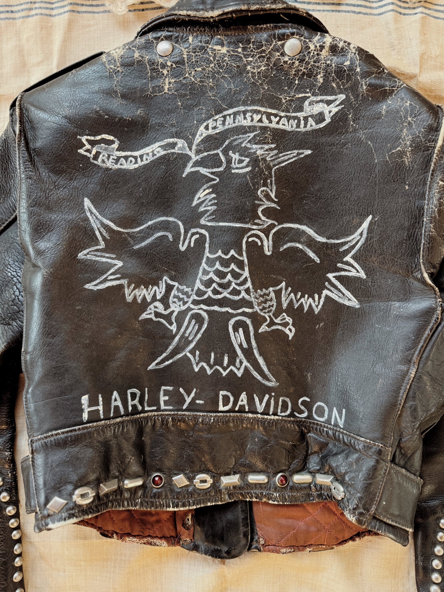 1950s Harley Davidson Cycle Queen w/ Studs + Original Artwork- S/M