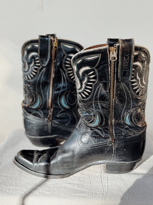 1960s Thunderbird Acme Pee Wee Cowboy Boots w/ Zipper- 9/9.5
