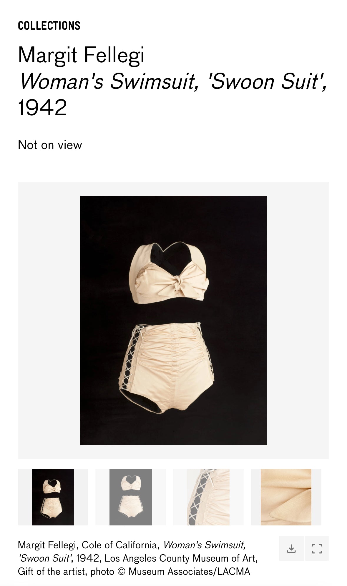 1942 Cole of California “Swoon Suit” Champagne Bombshell Ruched Lace Up Swimsuit- S/M-M