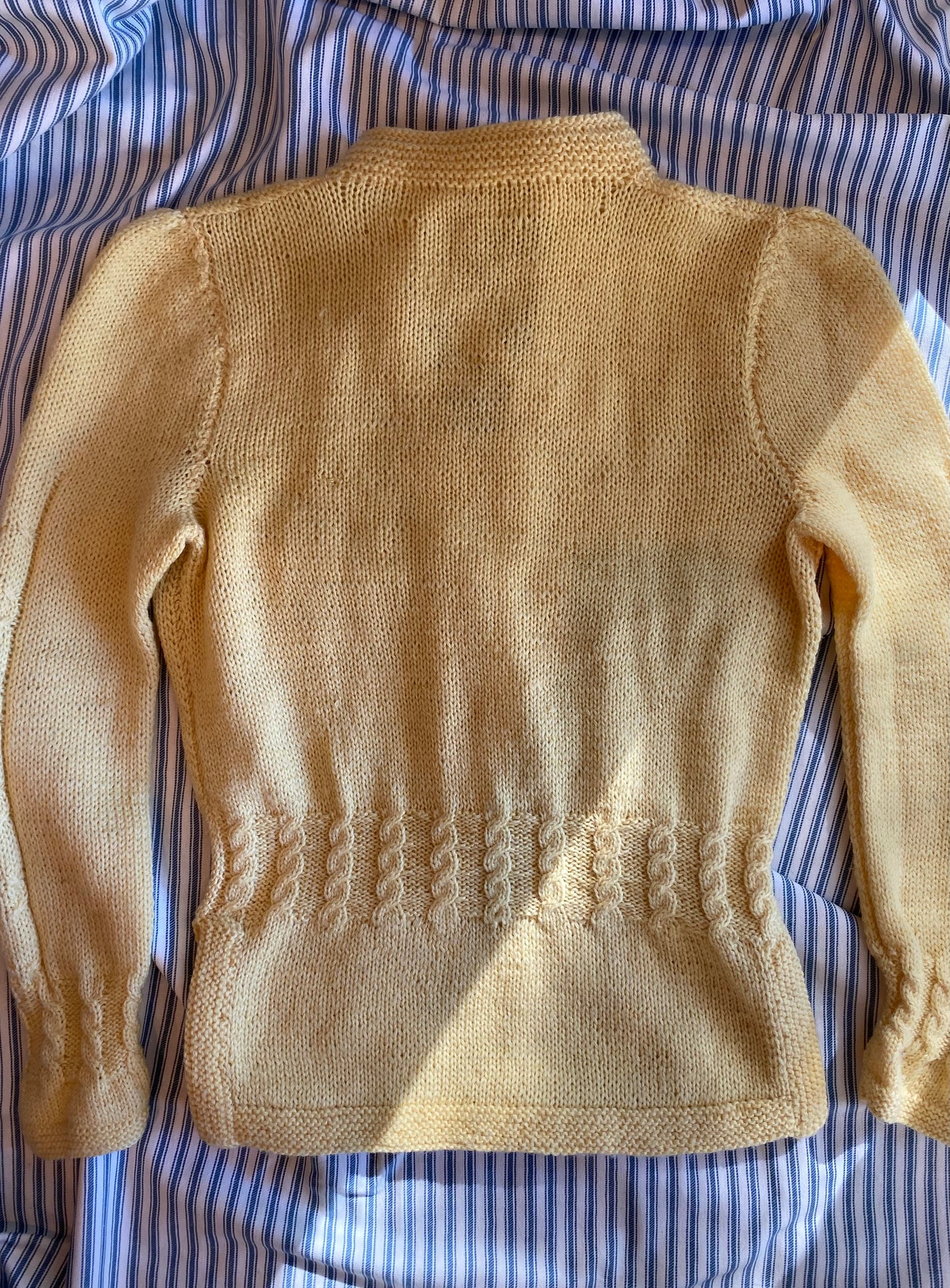 1930s Lemon Custard Yellow Puffed Shoulder Knit Sweater- S/M